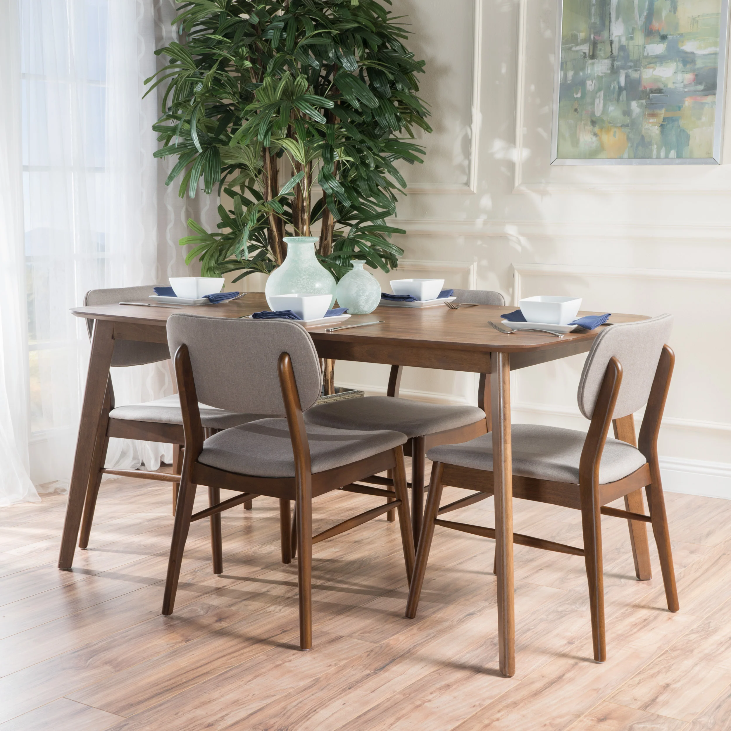Beatrice Mid-Century Design 5 PC Wood Finished Dining Set - furnishings