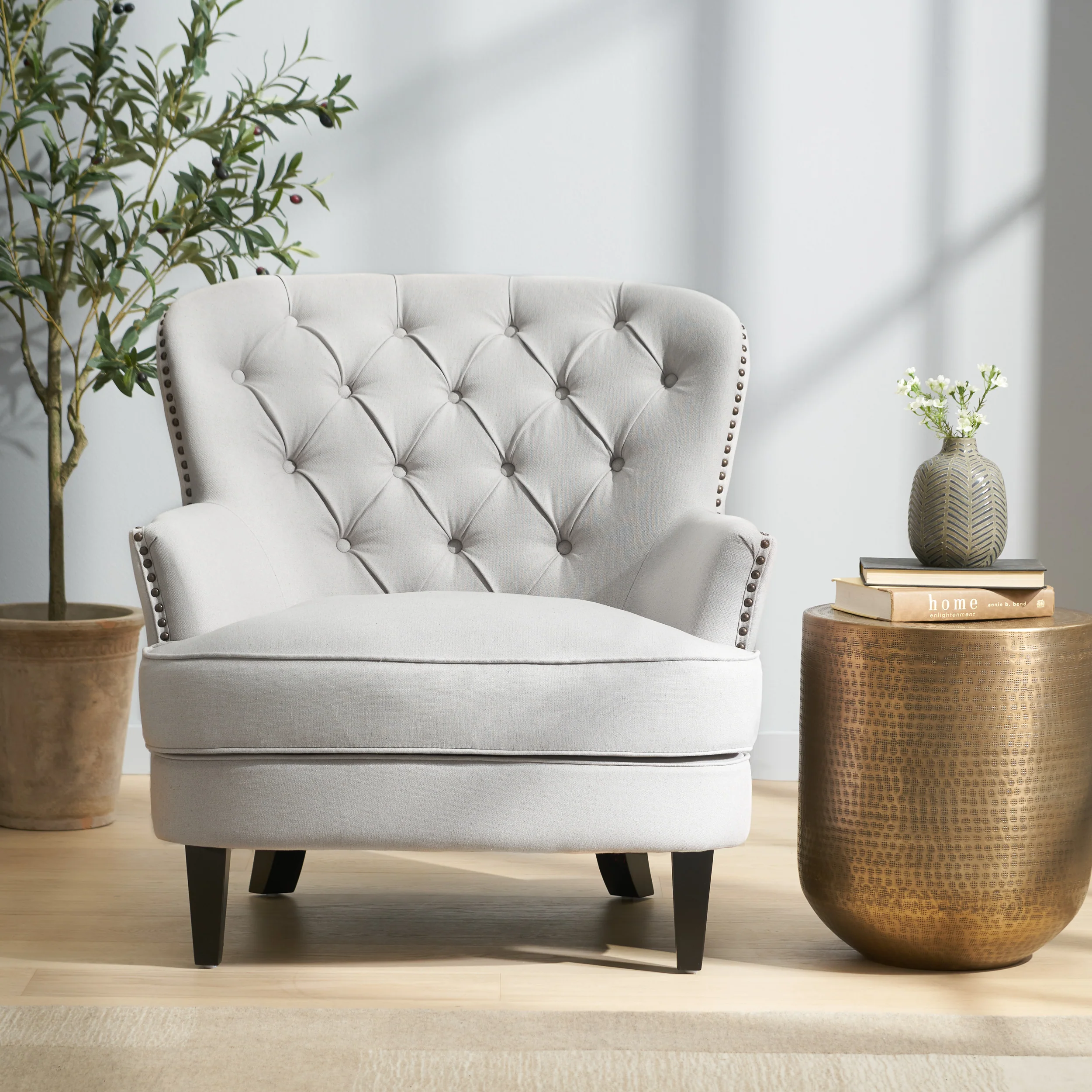 Alfred Button Tufted Fabric Club Chair - furnishings