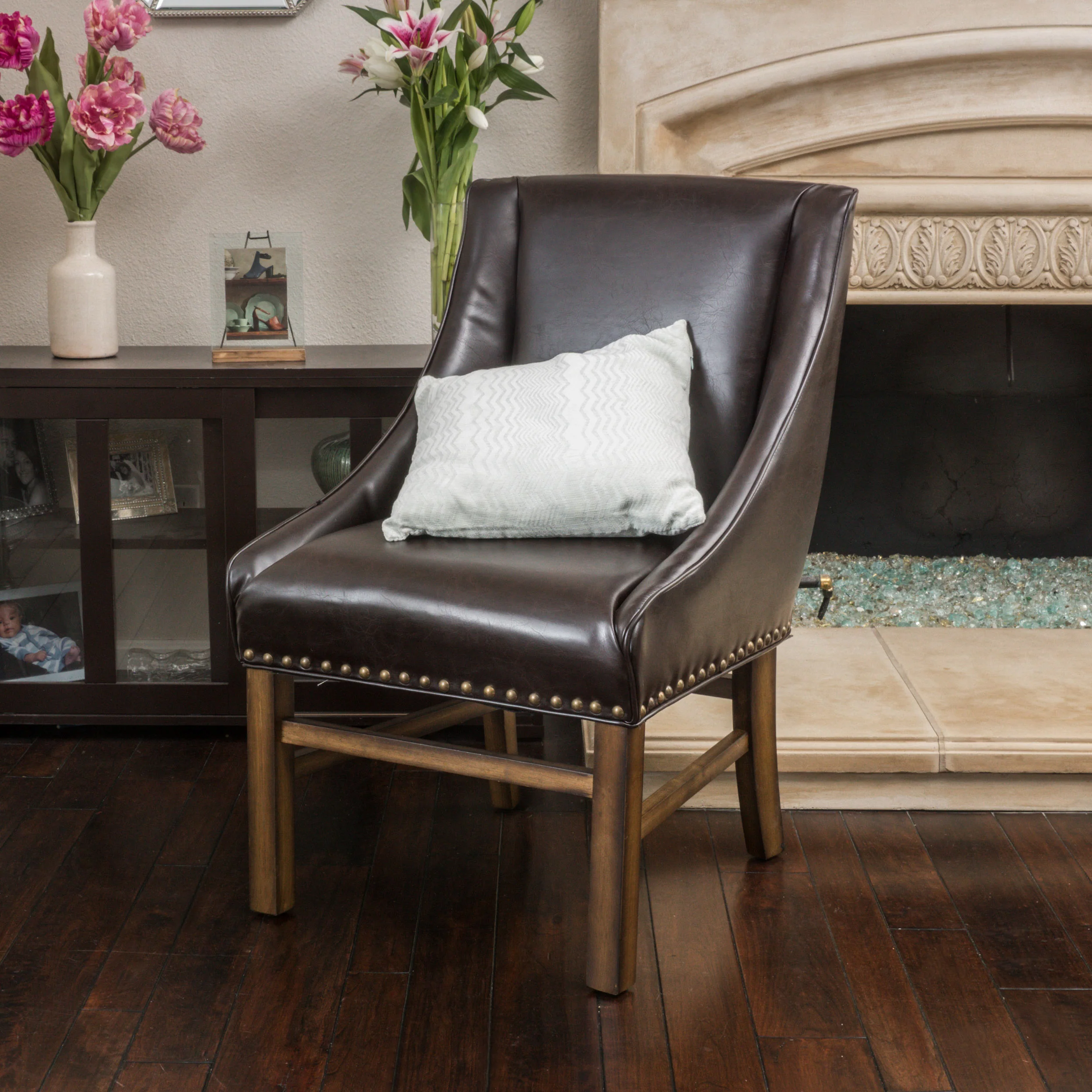 Claudia Contemporary Bonded Leather Upholstered Dining Chairs - furnishings