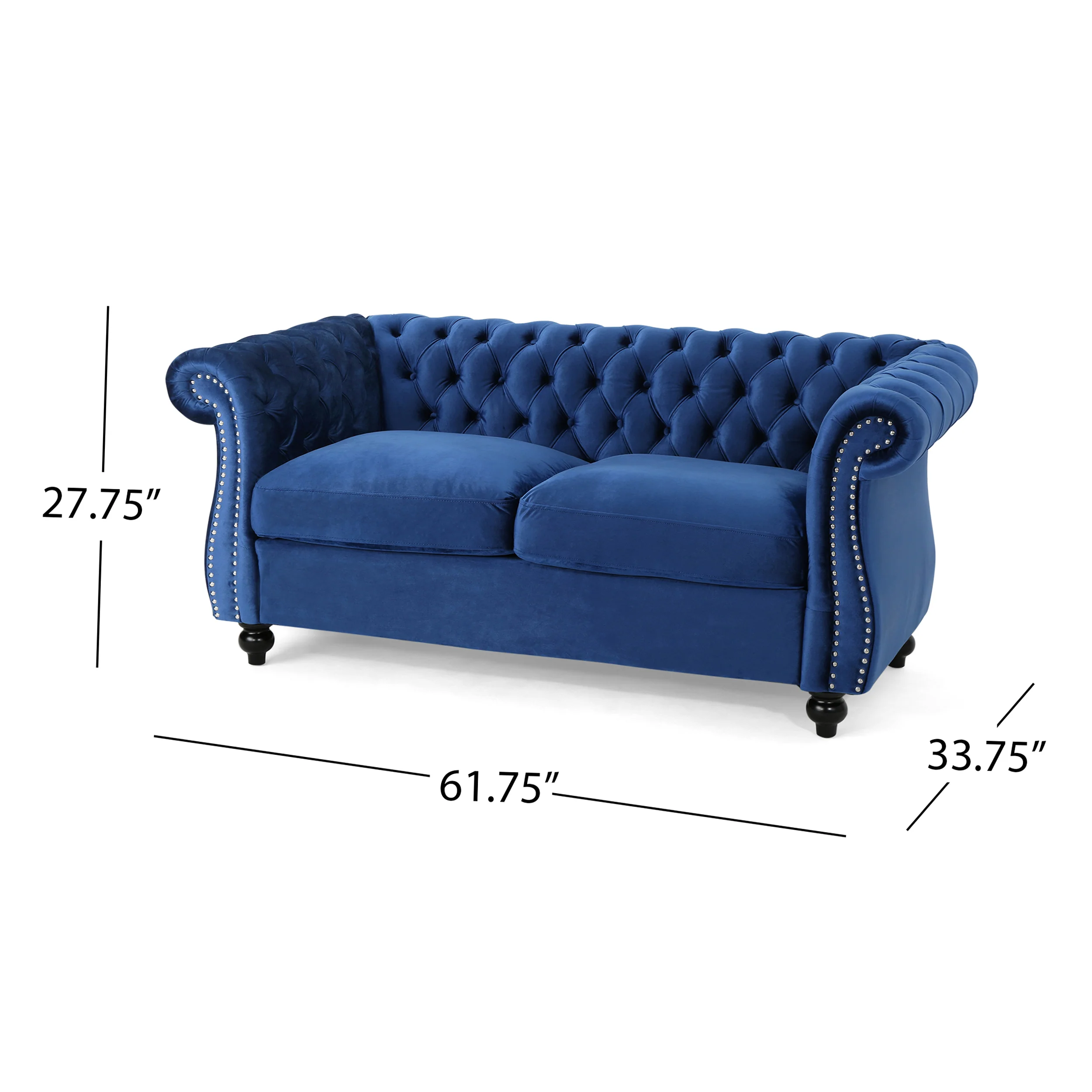 Kyle Traditional Chesterfield Velvet Loveseat Sofa - furnishings