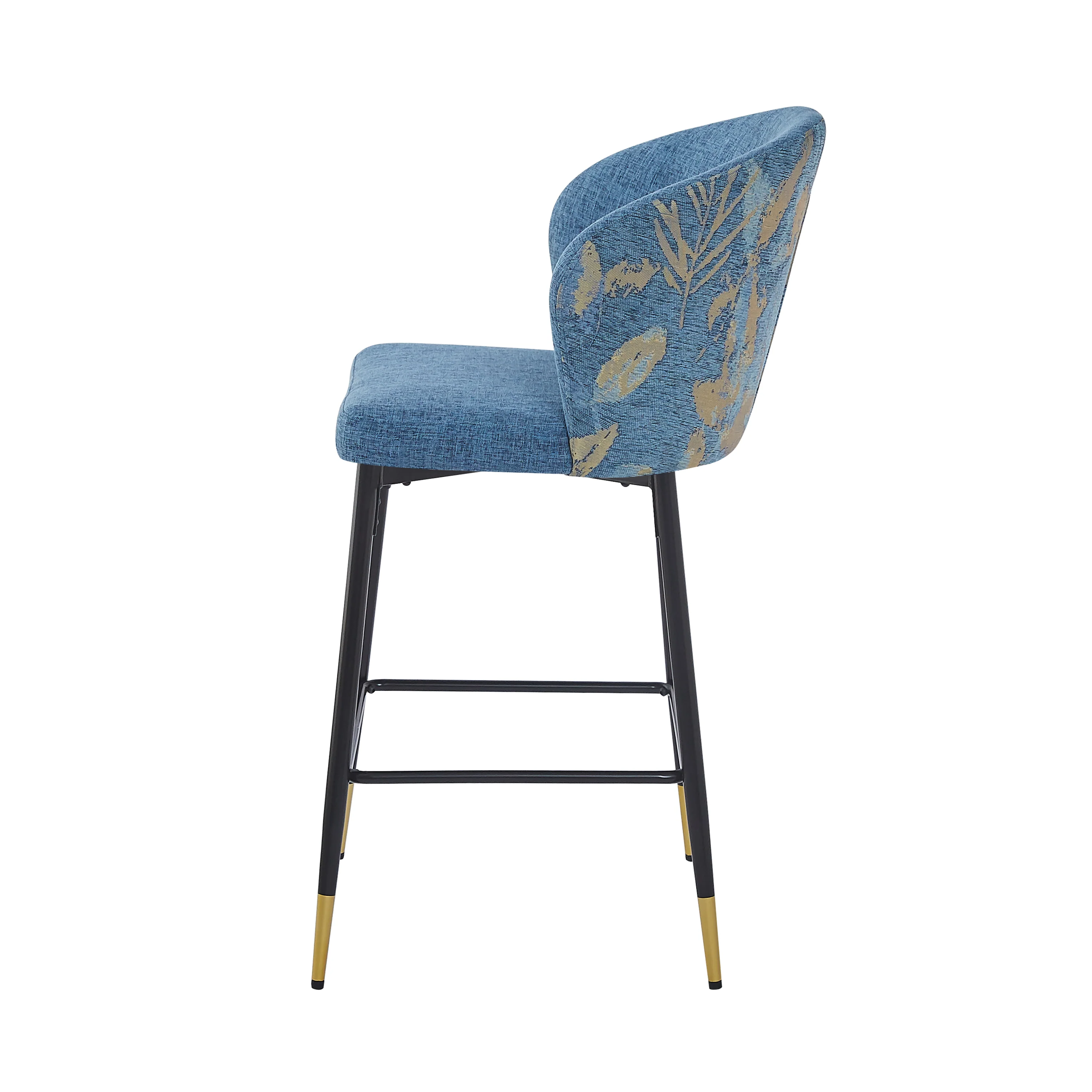 Kilrath Upholstered Wingback Bar Stools with Footrest, Powder Coated Iron - furnishings