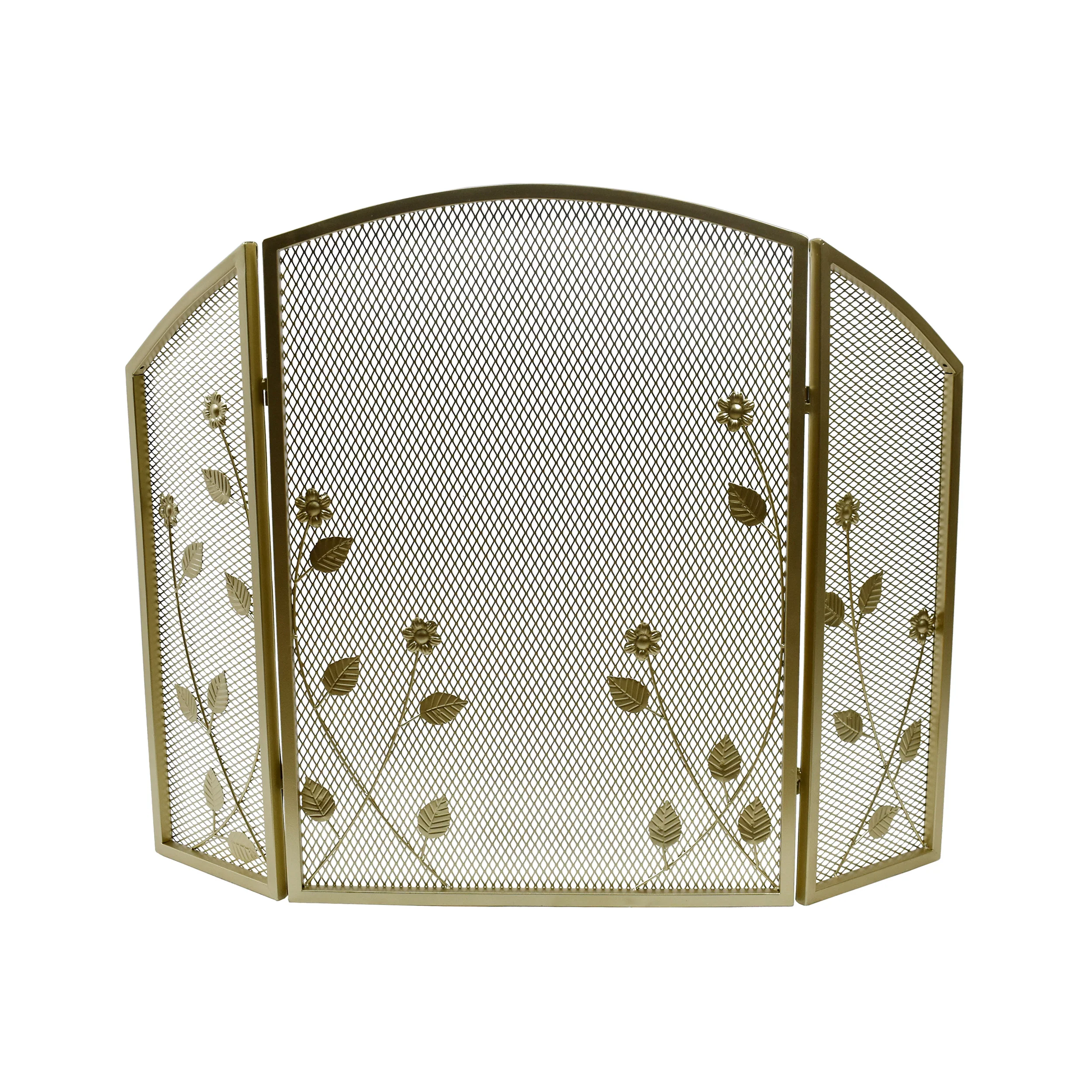 Jenna Modern Iron Firescreen with Leaf Accents - furnishings