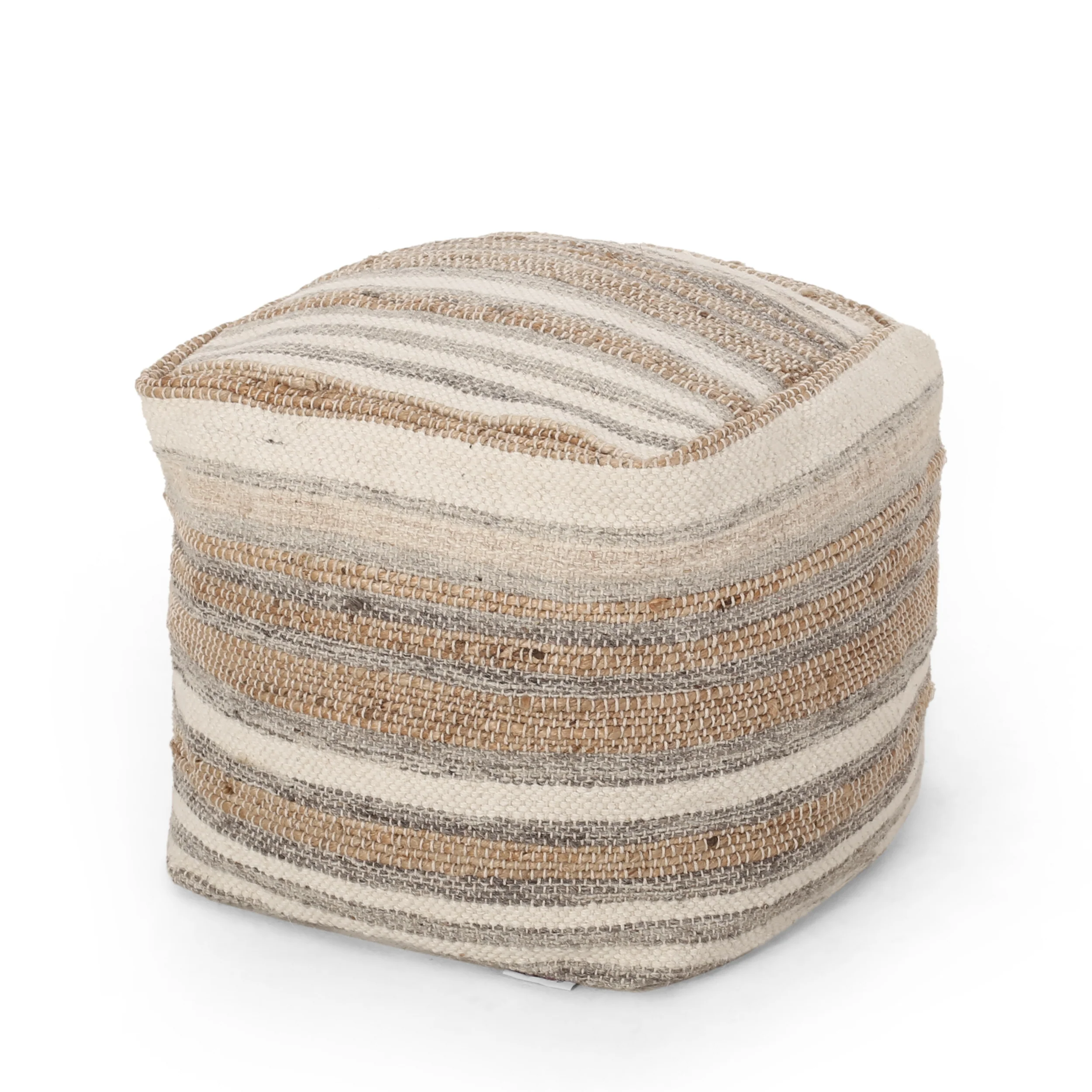 Brookdale Handcrafted Boho Fabric Cube Pouf - furnishings