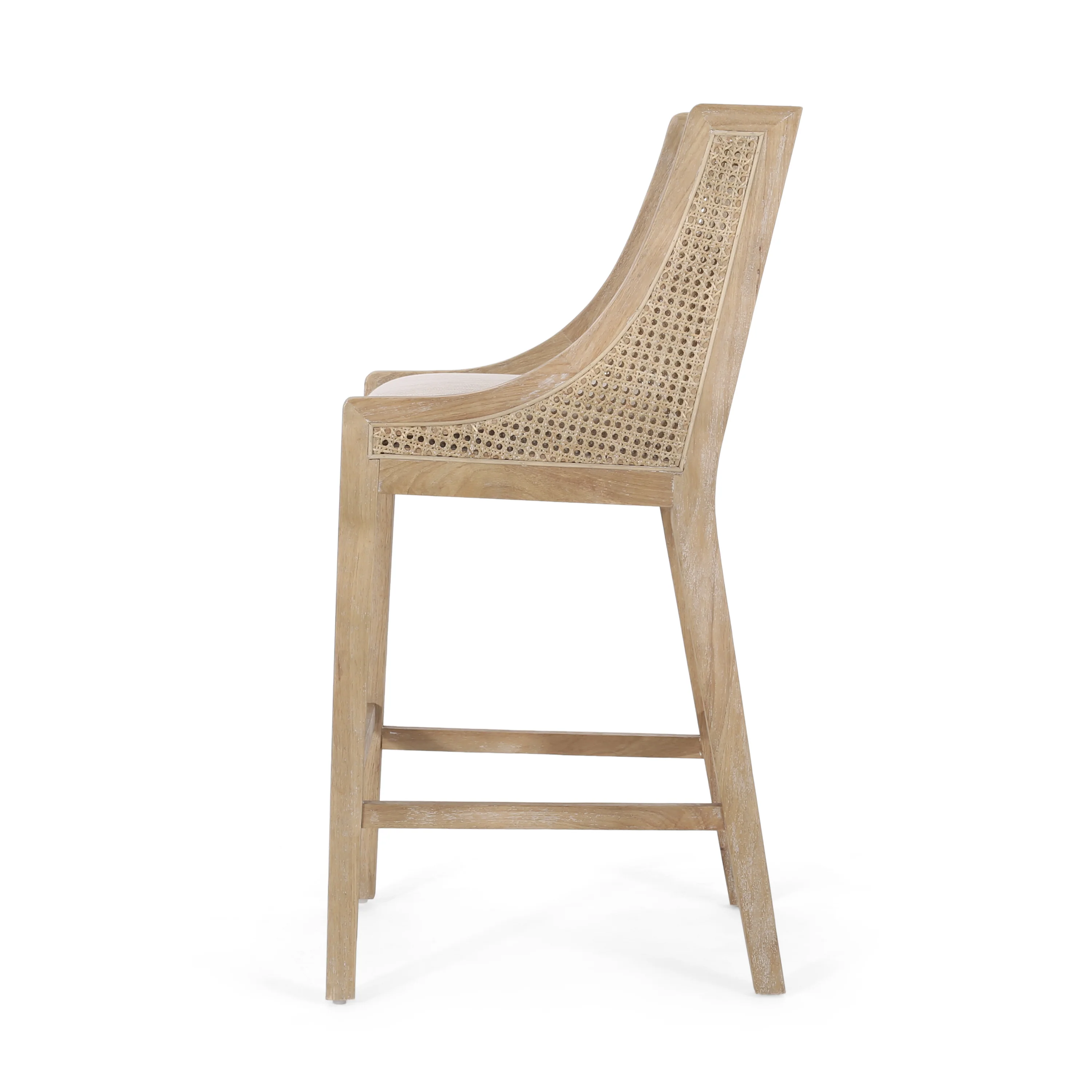 Oneida Rustic Fabric Upholstered Wood and Cane 30 inch Barstools (Set of 2) - furnishings