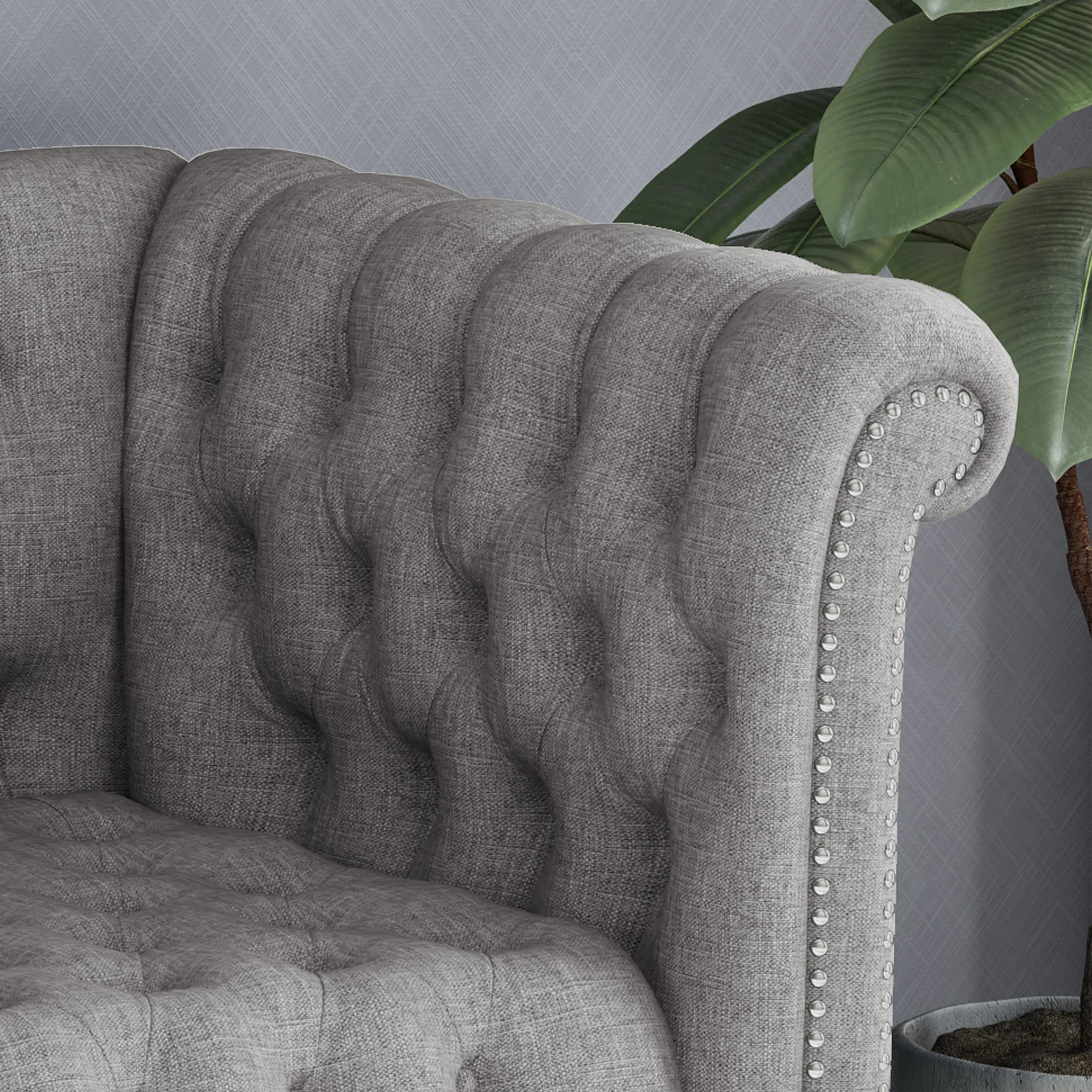 Edgar Button Tufted Rolled Back Upholstered Sofa - furnishings