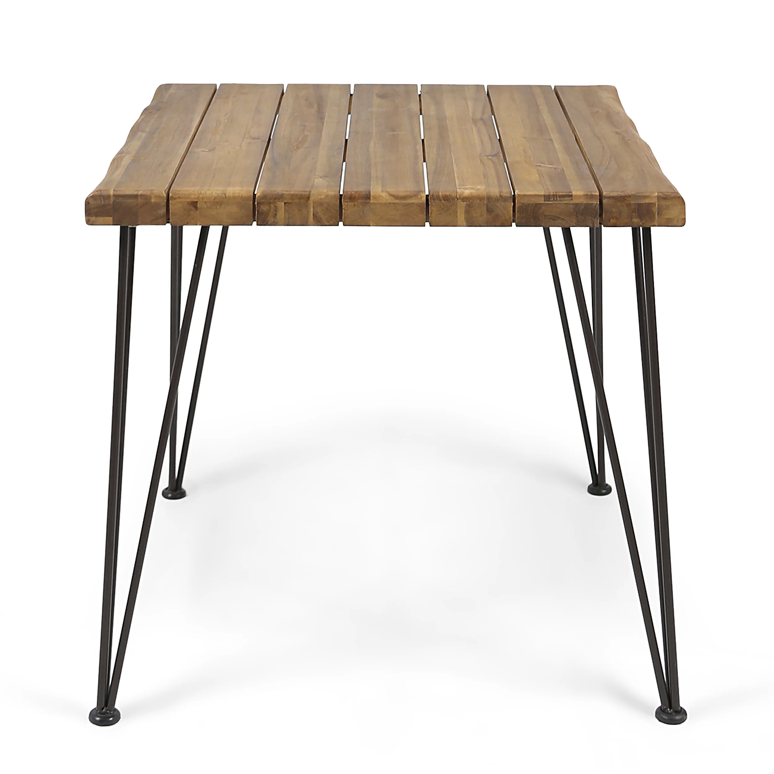 Brady Outdoor Industrial Wood and Wicker 5 Piece Square Dining Set, Teak and Multi Brown and Cr¨¨me - furnishings