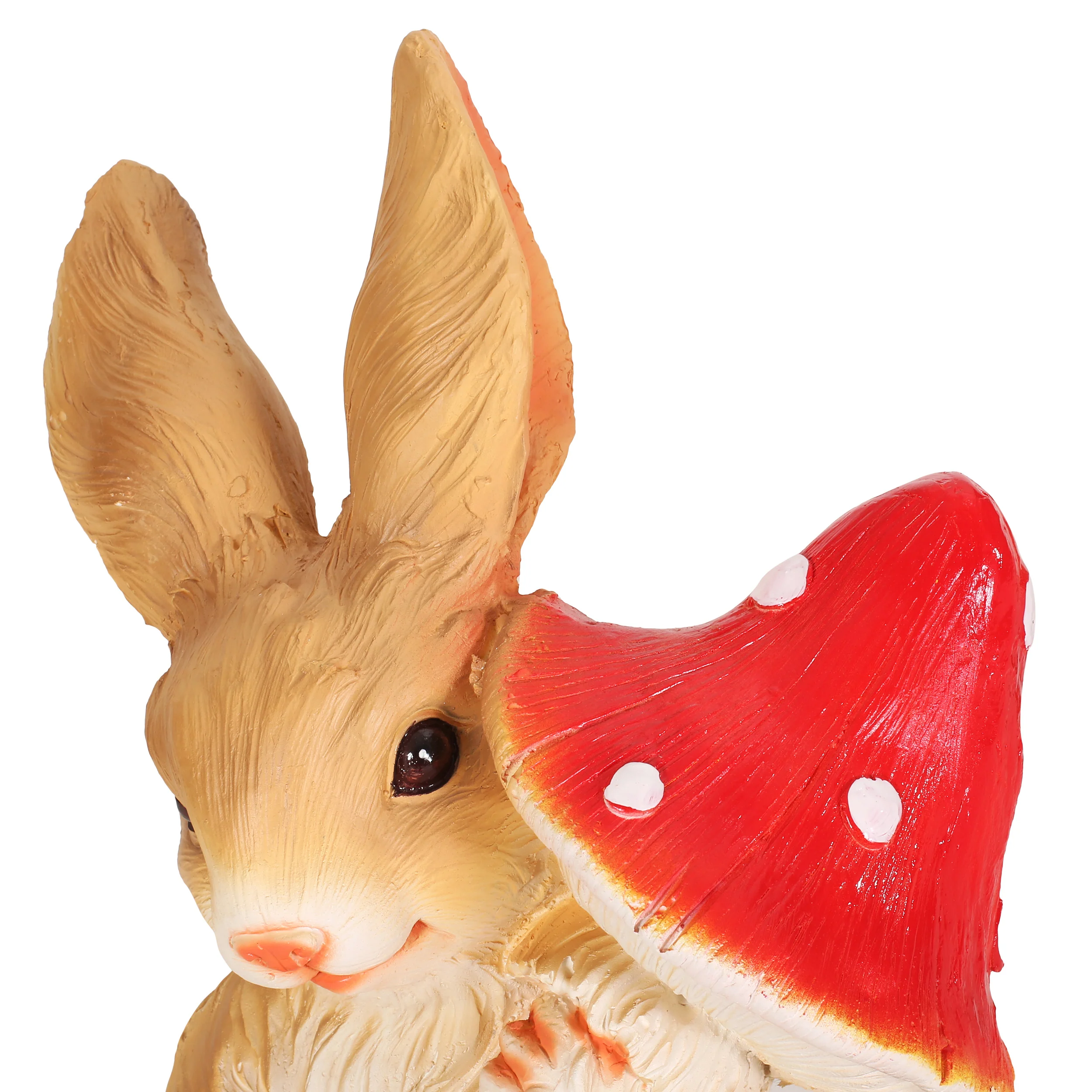 Broadus Outdoor Rabbit Garden Statue, White and Brown - furnishings