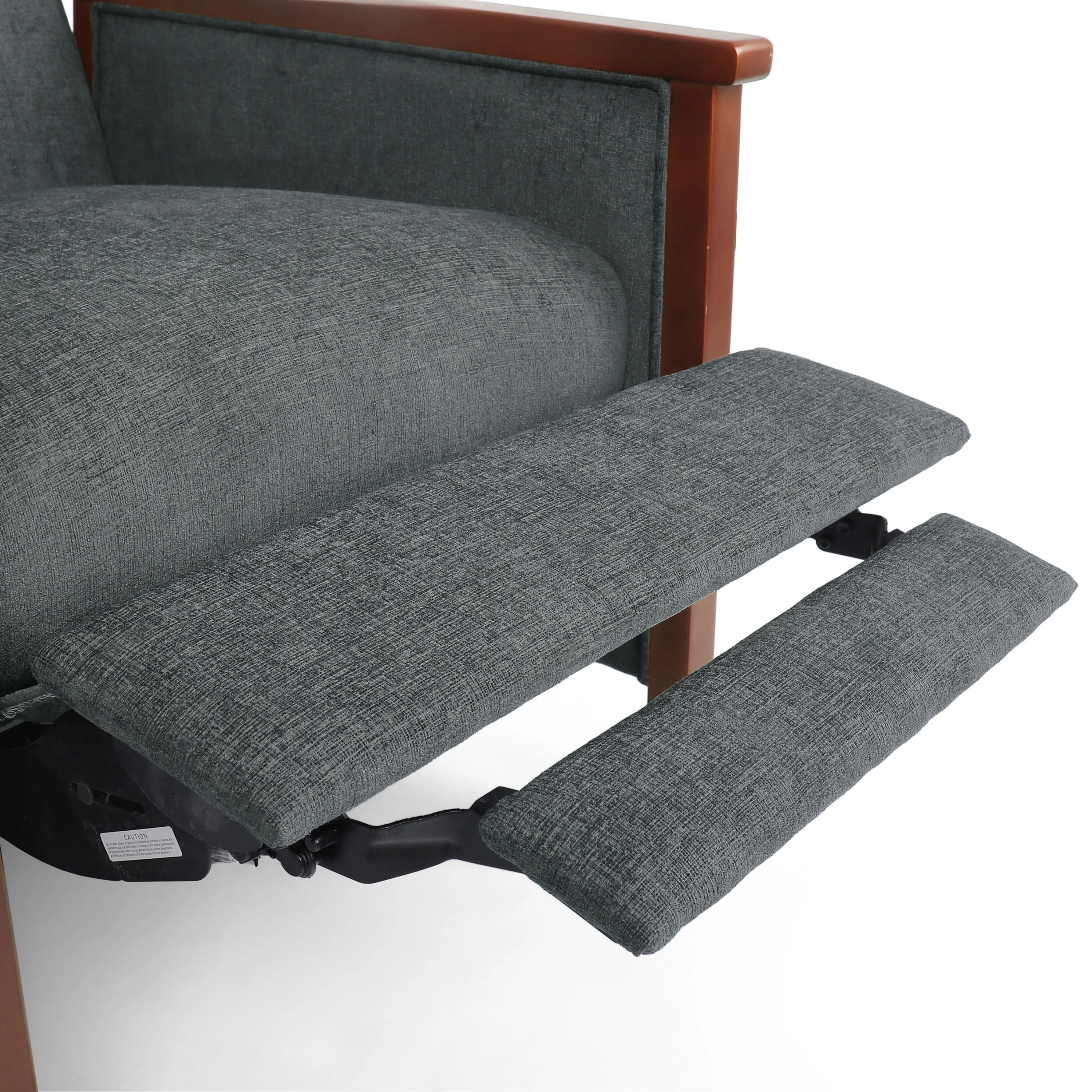Ambleside Mid Century Modern Fabric Upholstered Wood Pushback Recliner - furnishings
