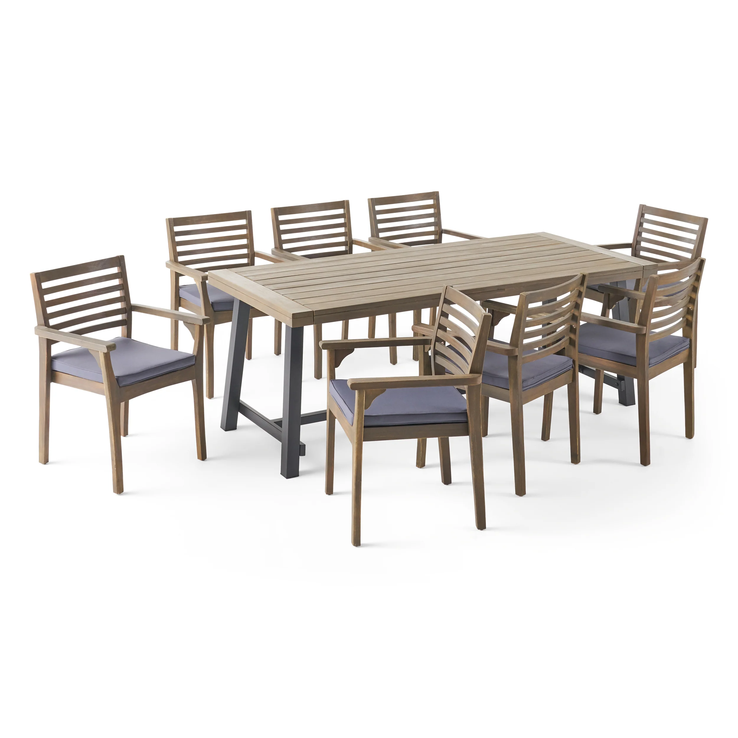 Kase Outdoor Acacia Wood 8 Seater Dining Set - furnishings