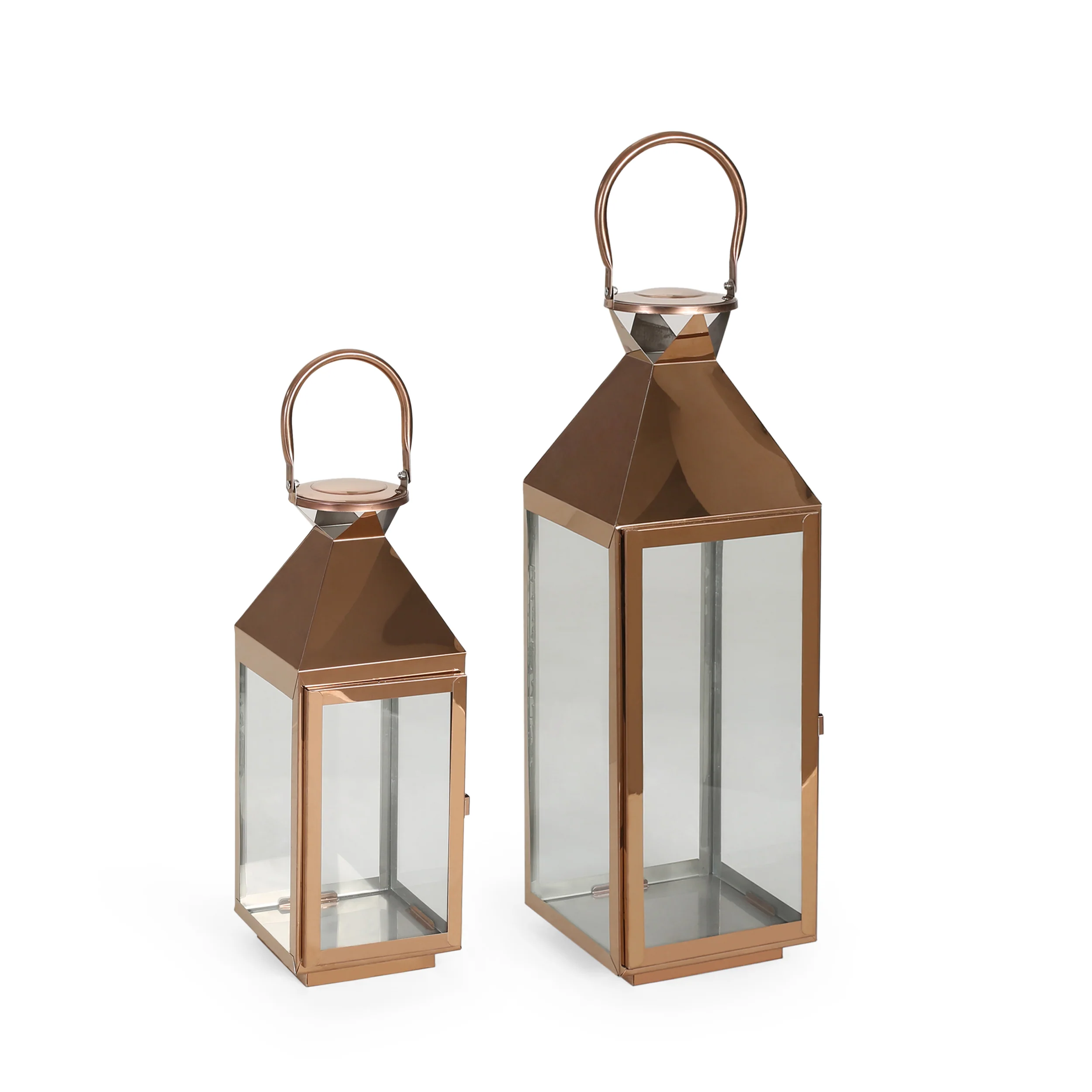 Cassien Modern Stainless Steel Lantern Set - furnishings