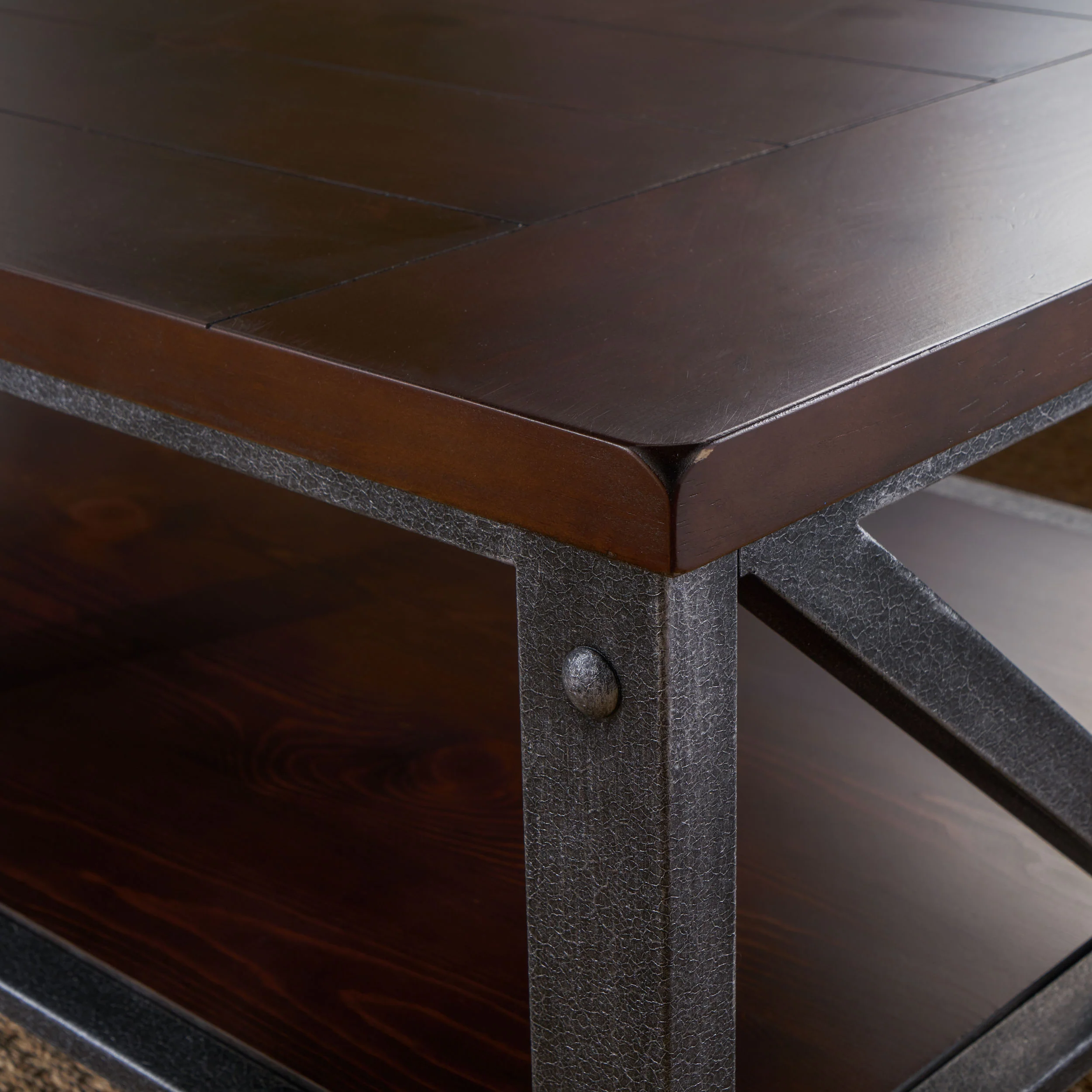 Dresden Industrial Faux Wood Coffee Table with Antique Black Iron Frame - furnishings