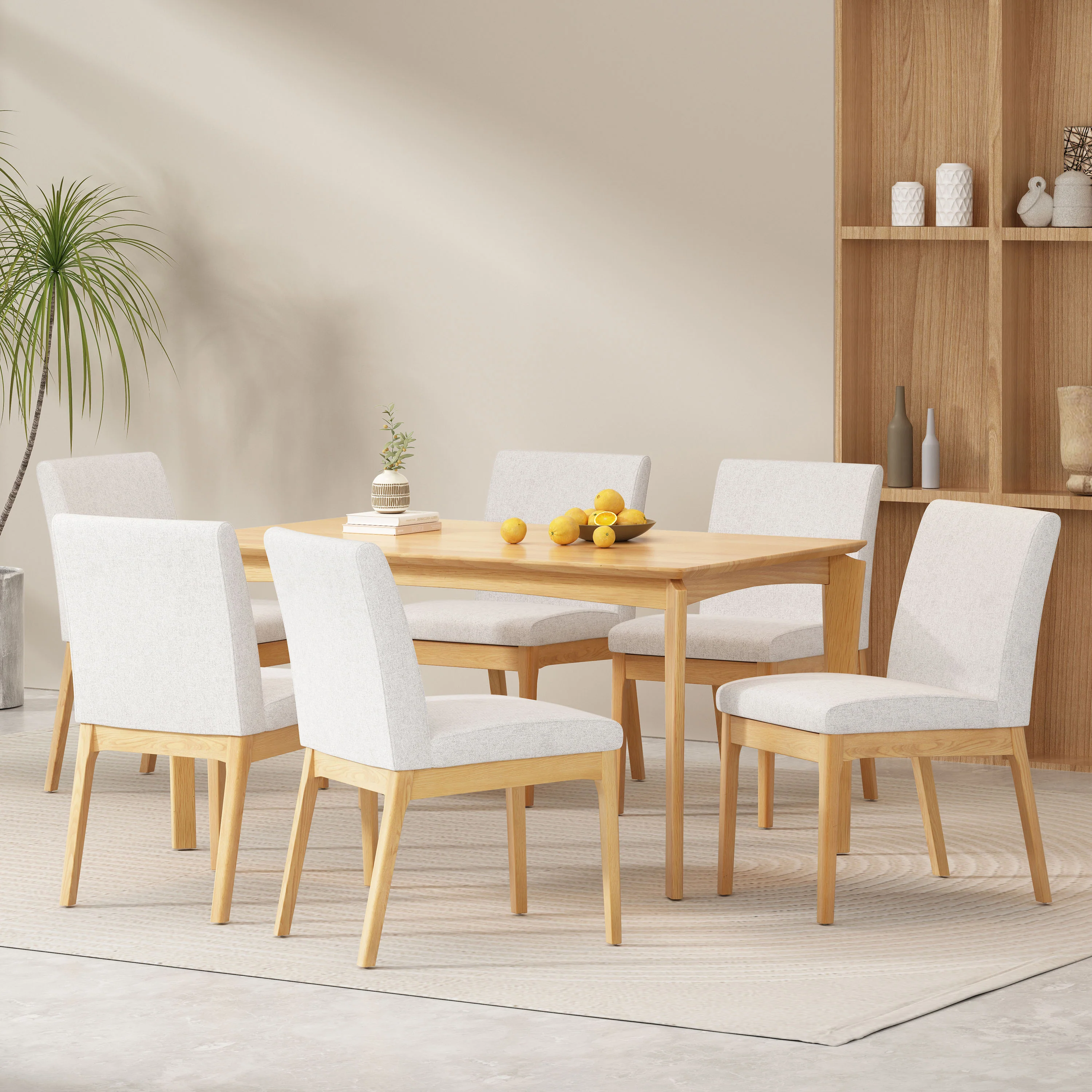 Ballantrae Wood and Fabric 7 Piece Dining Set - furnishings