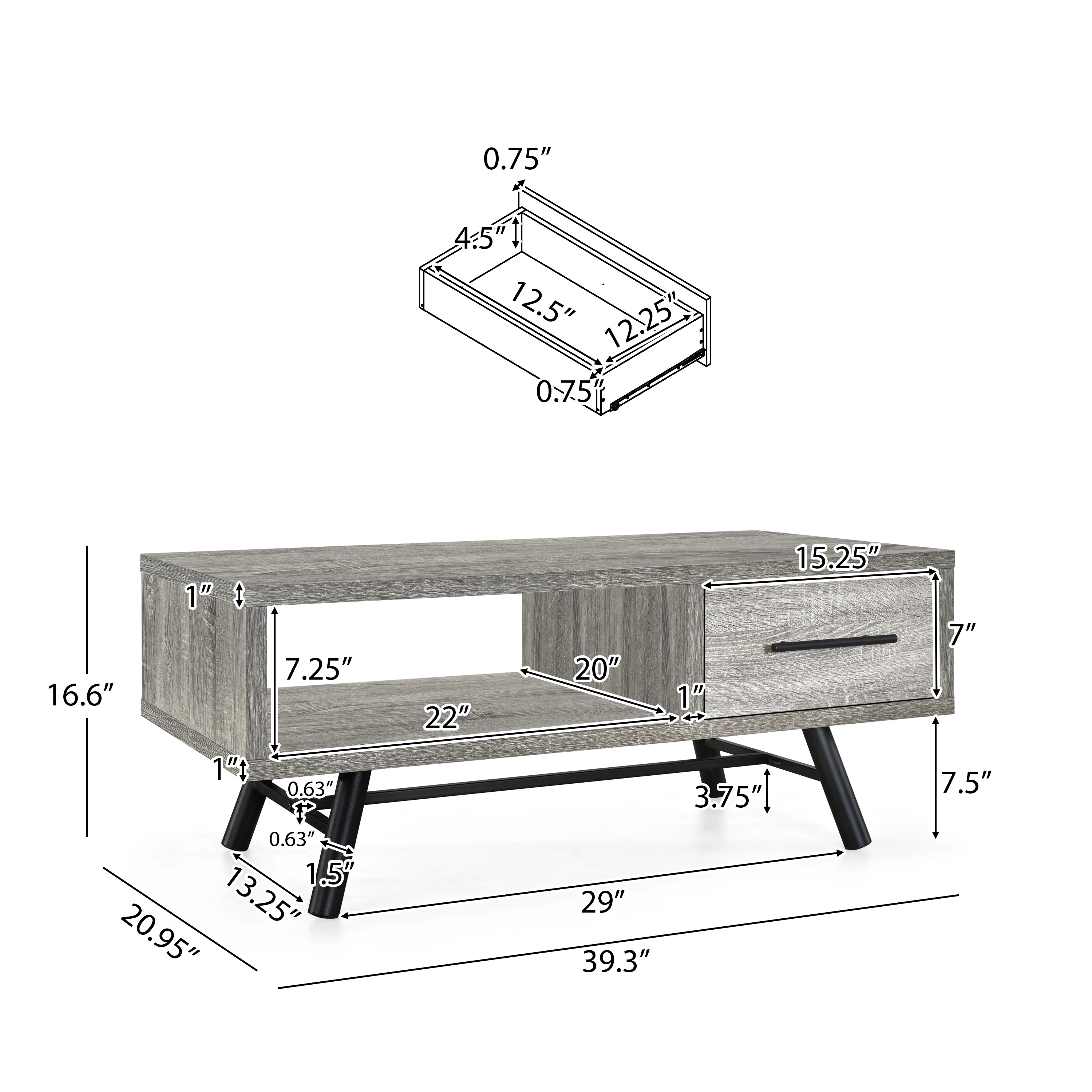 Amariana Mid-Century Modern Coffee Table with Storage - furnishings