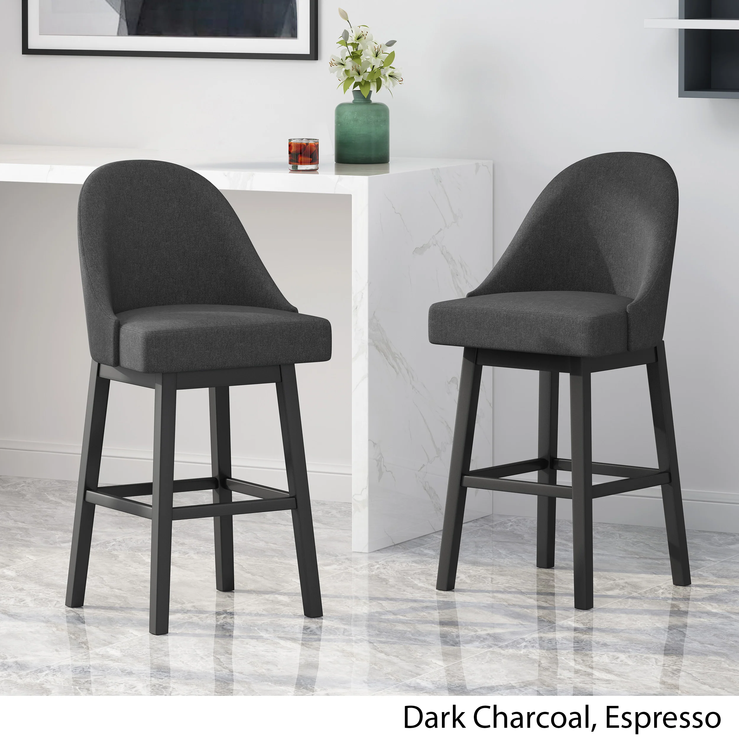 Andriel Modern Upholstered Swivel Bar Stool - furnishings