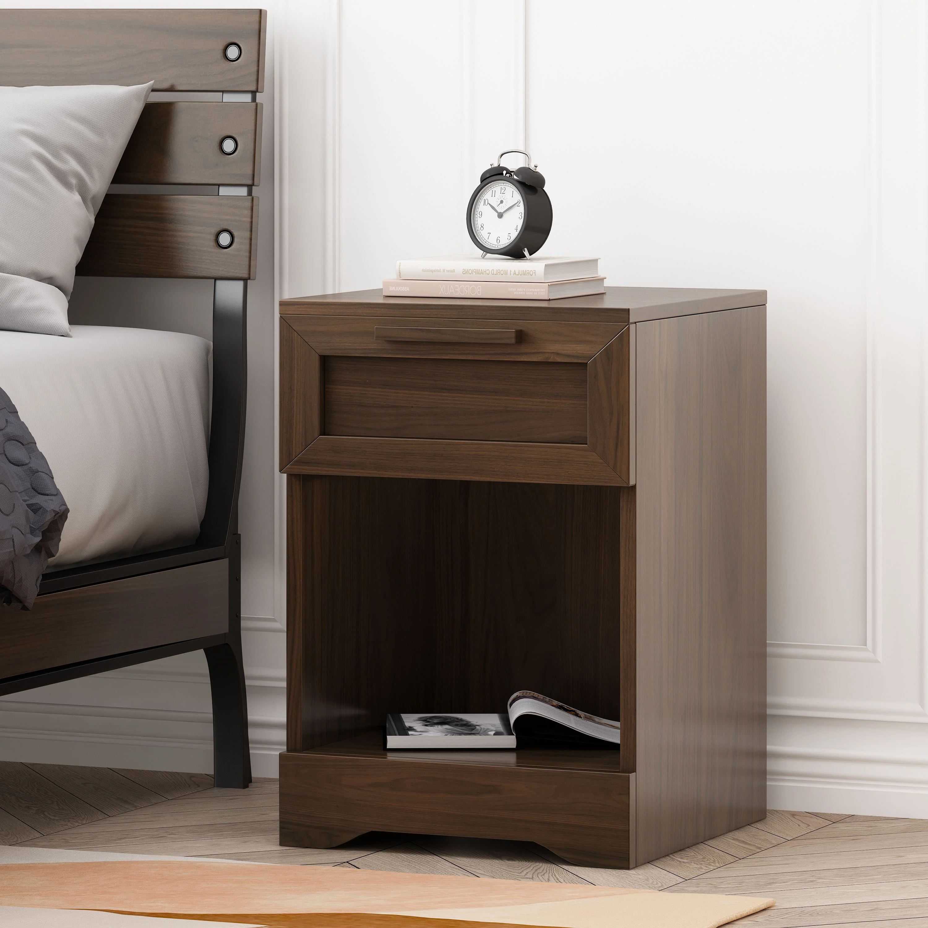 Broxon Rustic 1 Drawer Nightstand - furnishings