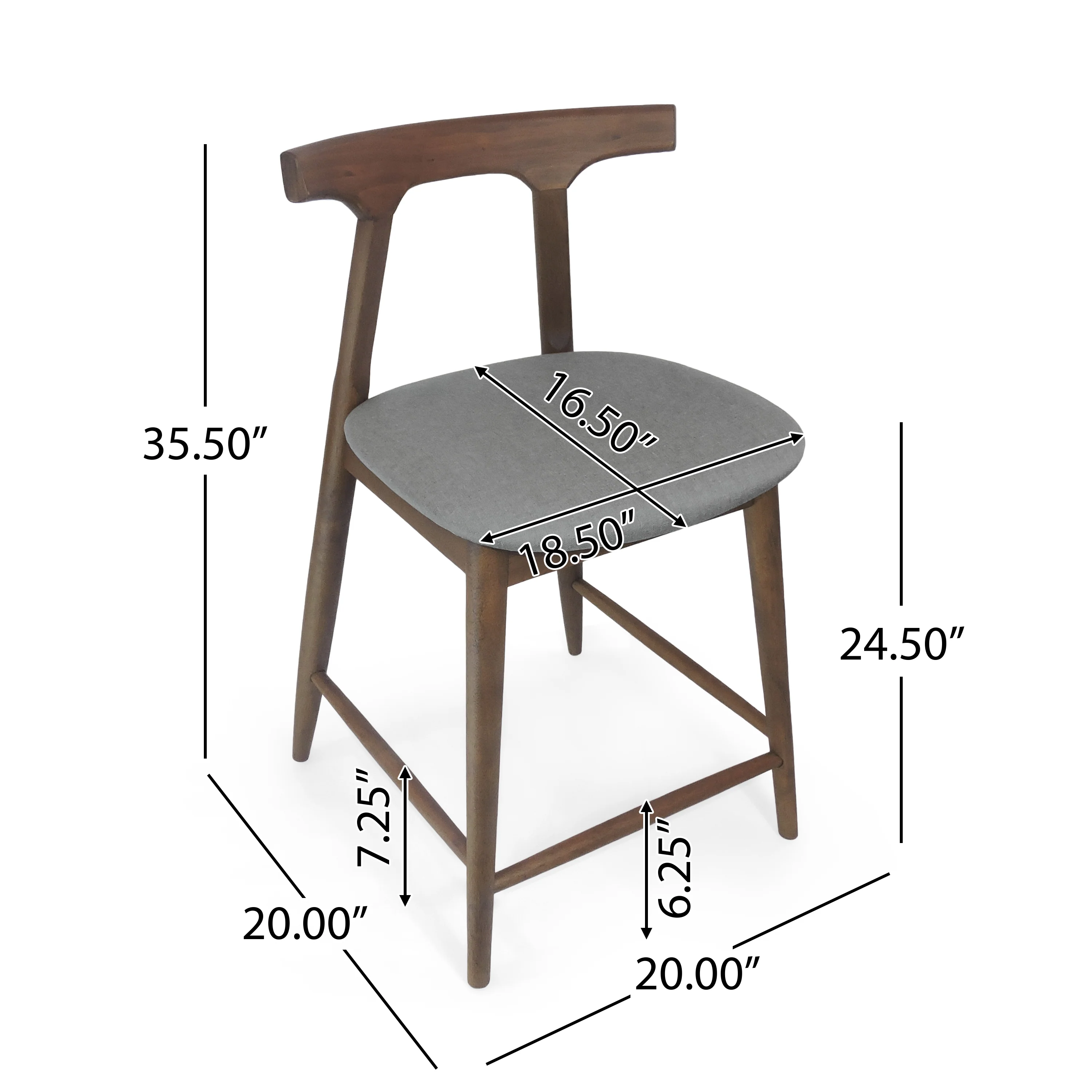 Annett Mid Century Modern Fabric Upholstered Wood 24.5 Inch Counter Stools (Set of 2) - furnishings