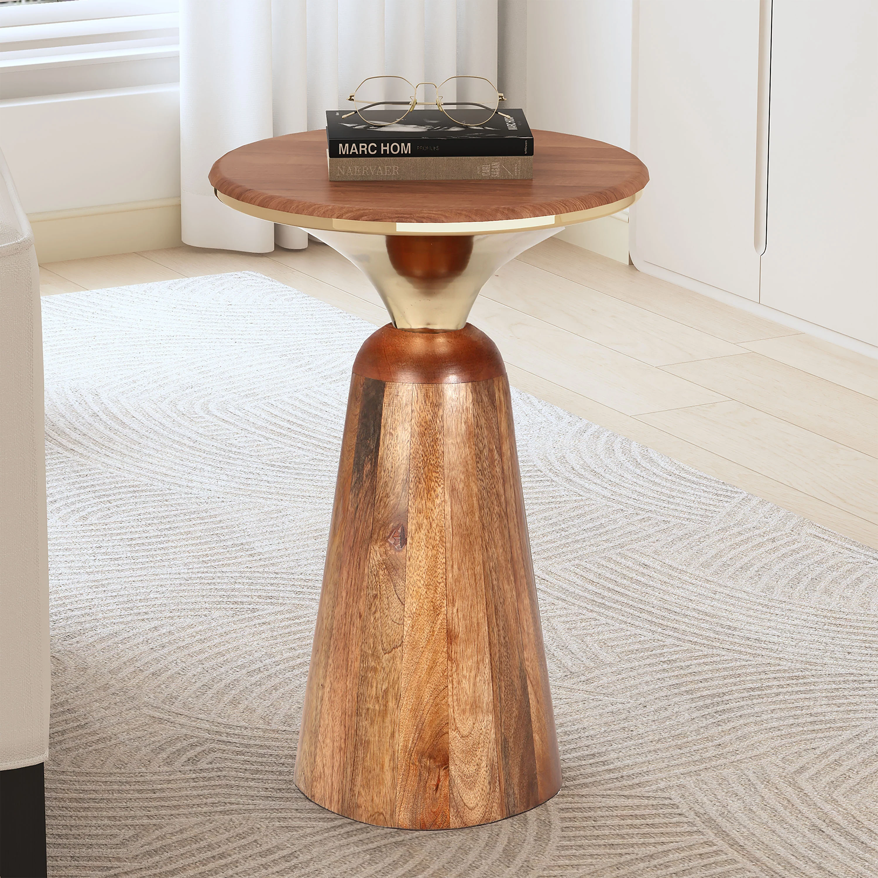 Ardene Luxury Round Pedestal Side End Table - furnishings