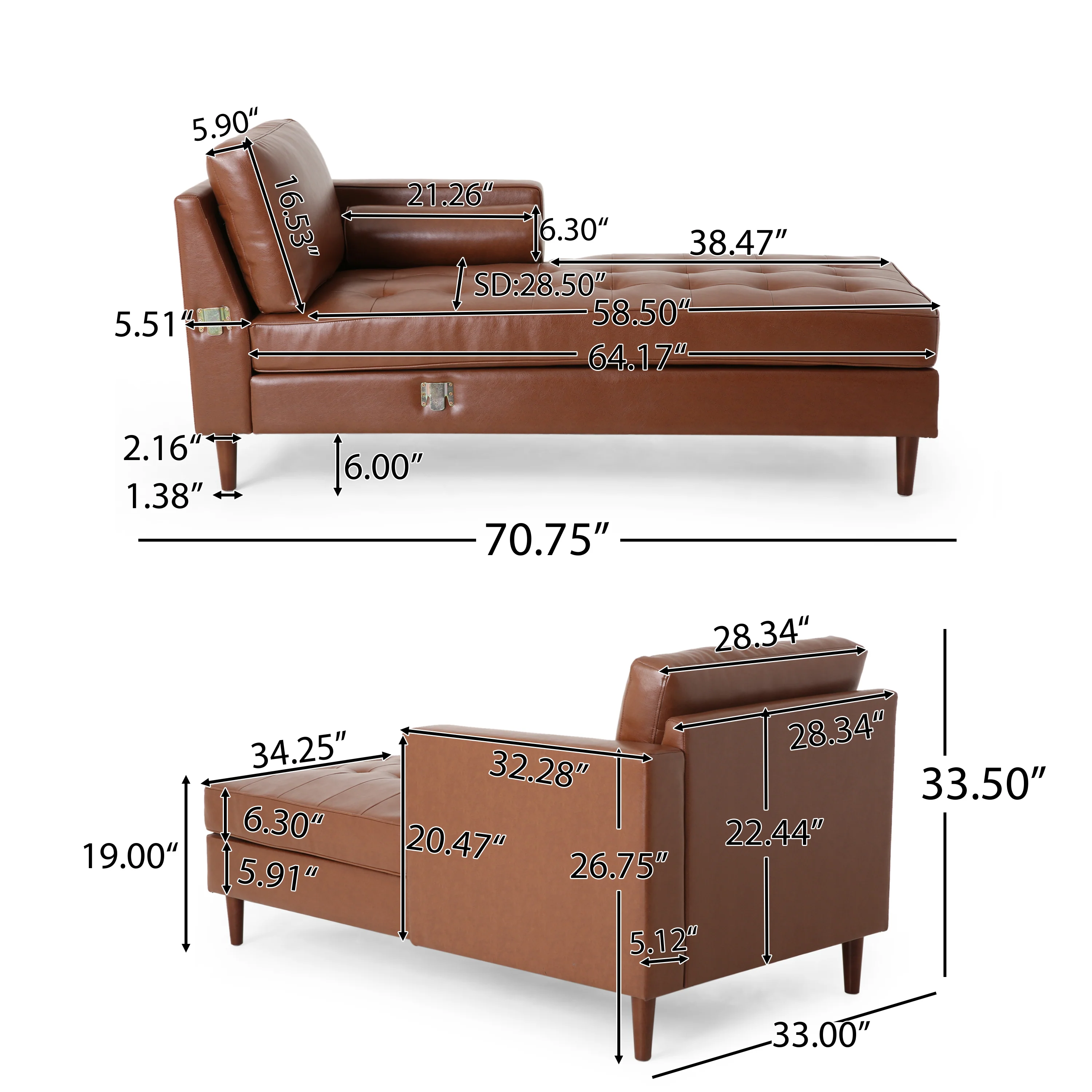 Lockbourne Contemporary Tufted Upholstered Chaise Sectional - furnishings