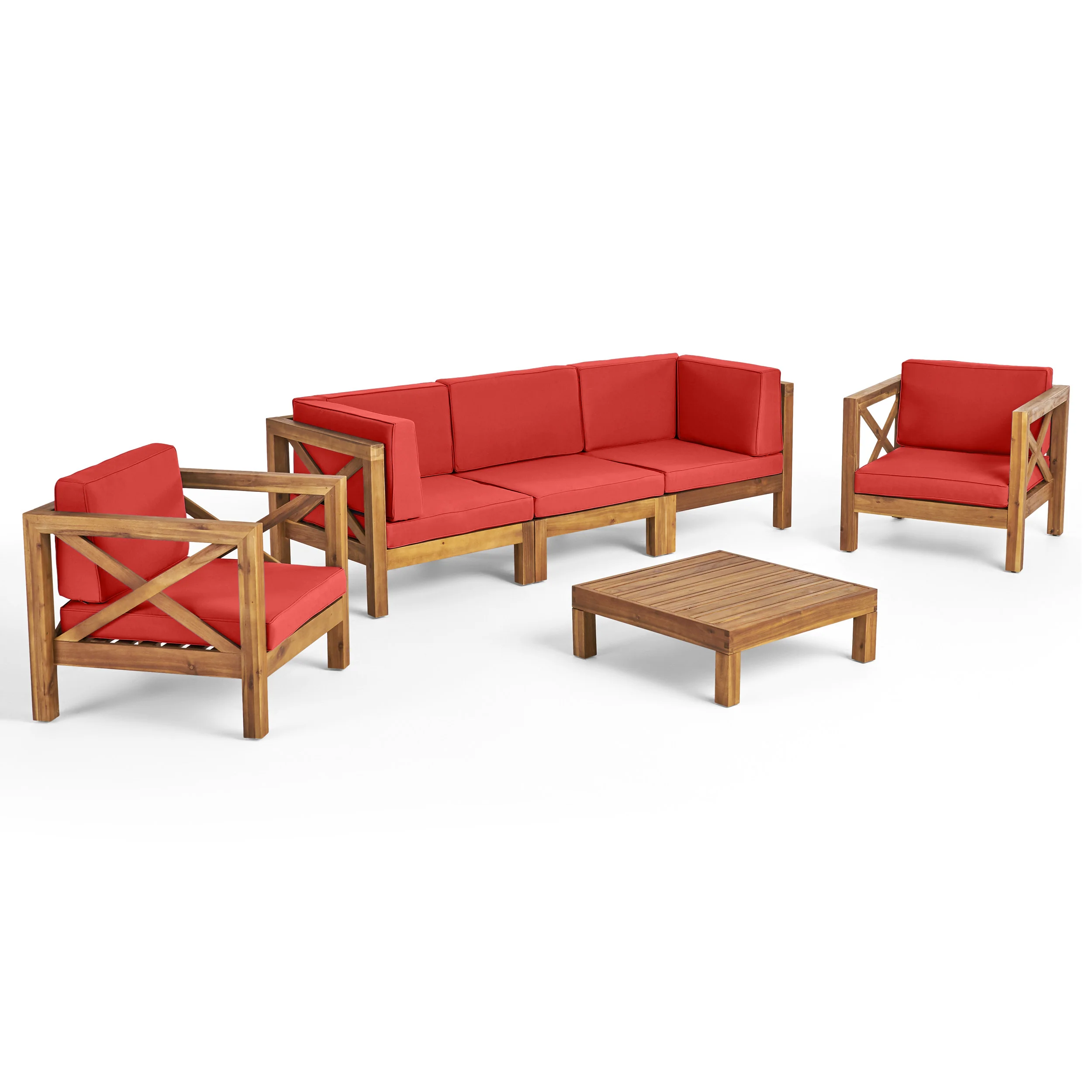 Morgan Outdoor 5 Seater Acacia Wood Sofa Chat Set - furnishings