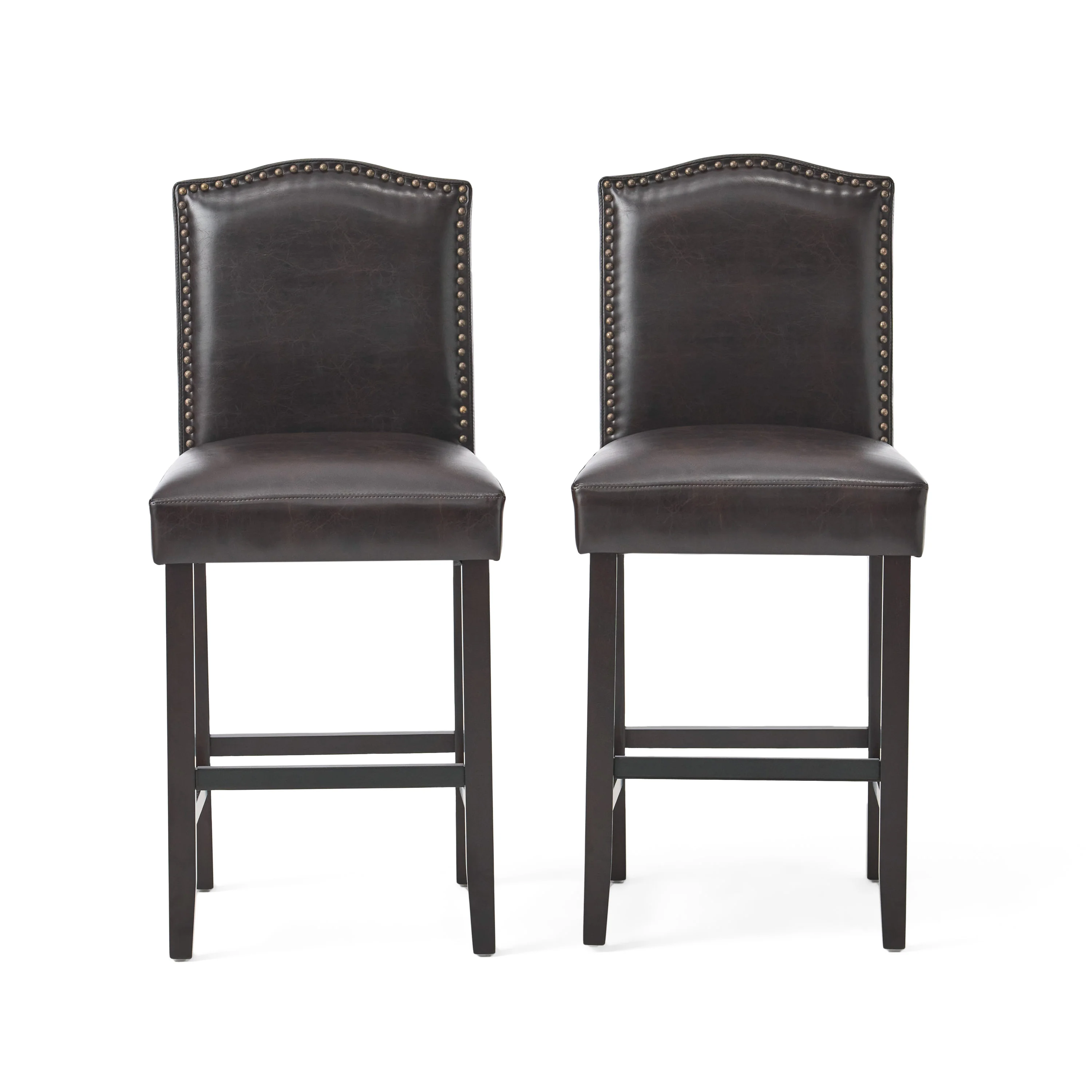 Kainu Brown Leather Counter Stools, Set of 2 - furnishings