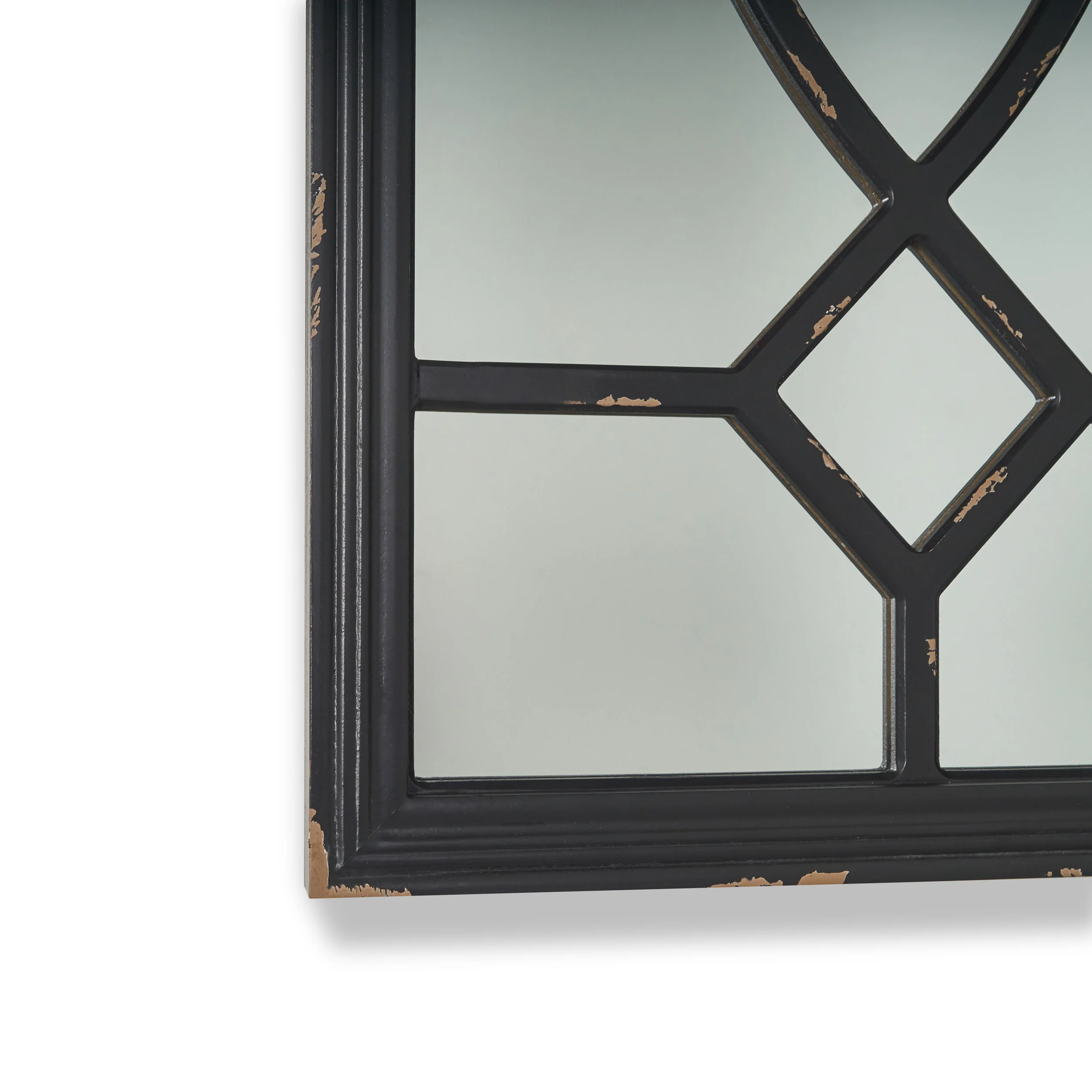 Zoe Rectangular Wooden Rustic Farmhouse Mirror, Distressed Black Frame - furnishings
