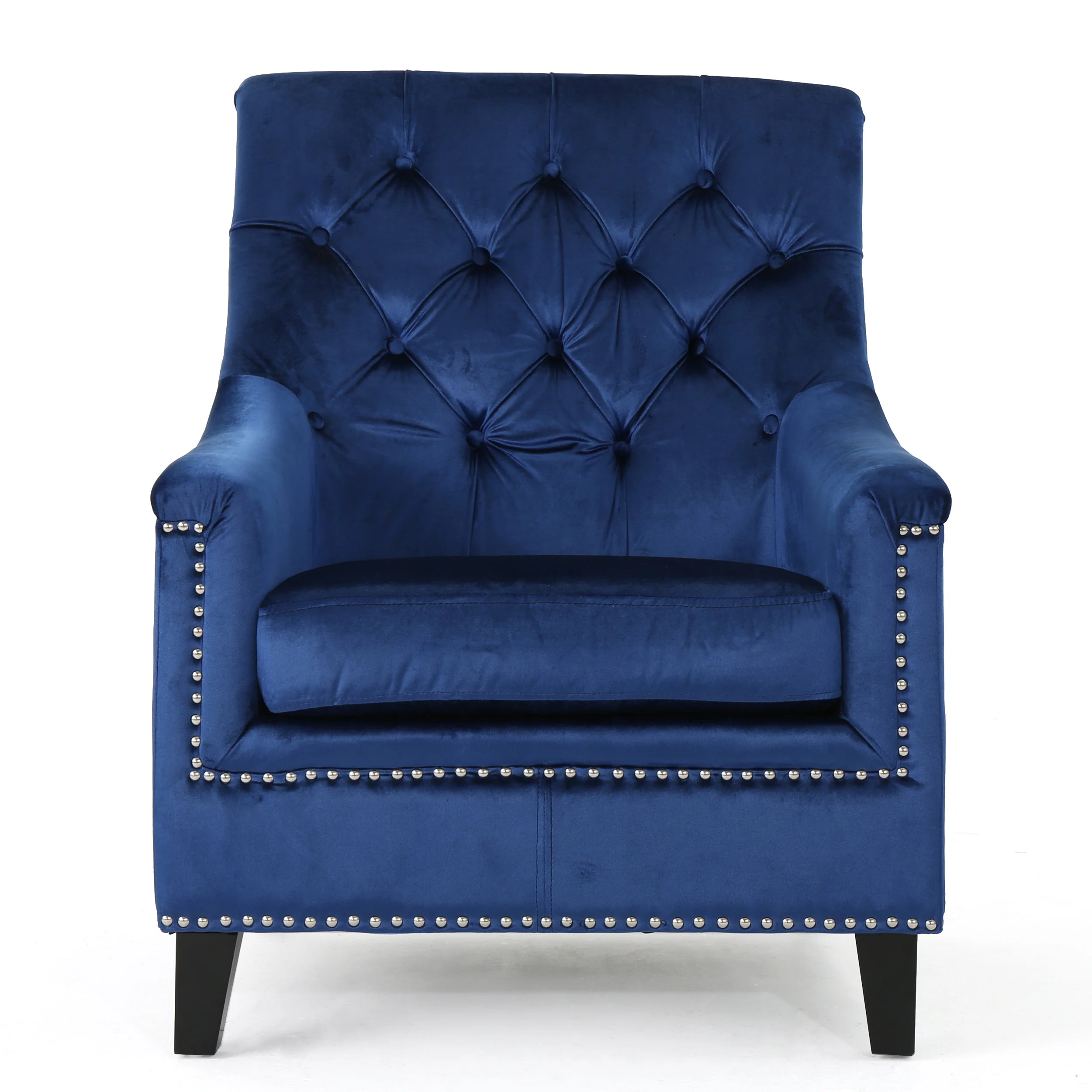 Ailsa Contemporary Button Tufted Fabric Club Chair with Nailhead Trim - furnishings