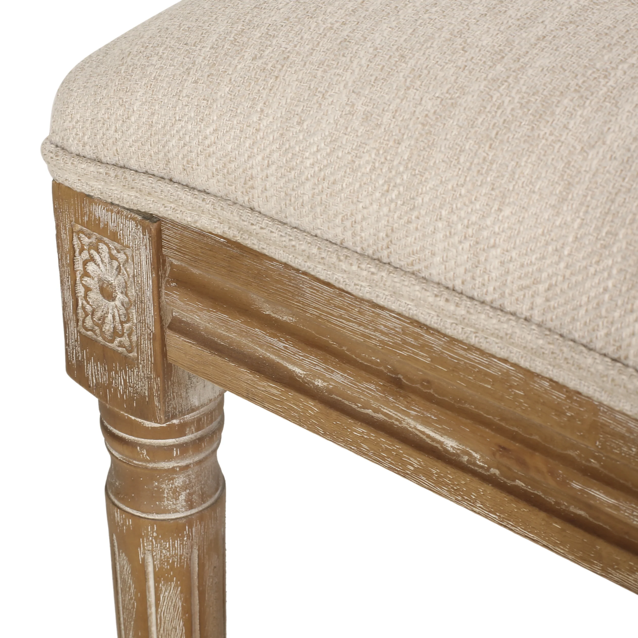 Merlene French Country Fabric Upholstered Wood 5 Piece Circular Dining Set - furnishings