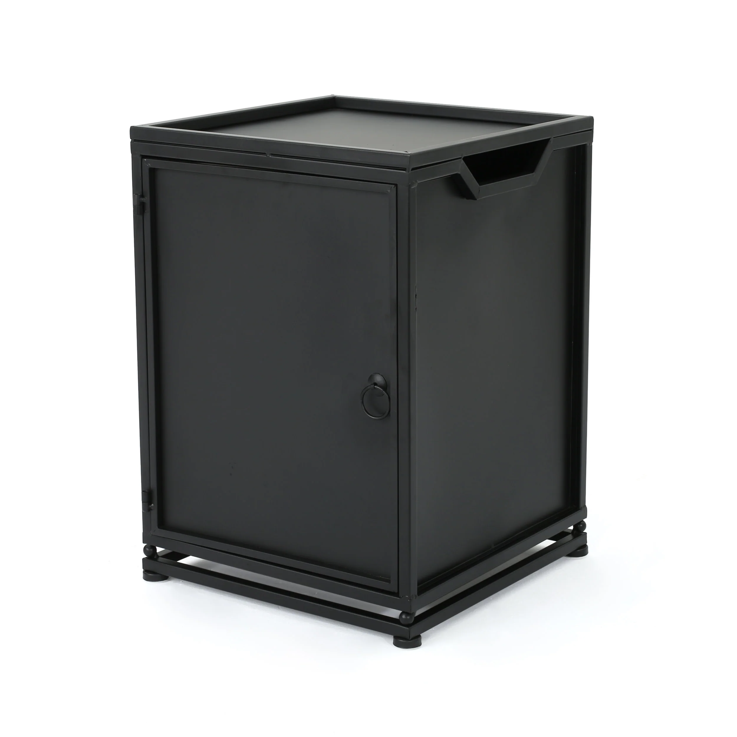Lecanto Outdoor Metal Tank Holder Side Table, Matte Black - furnishings