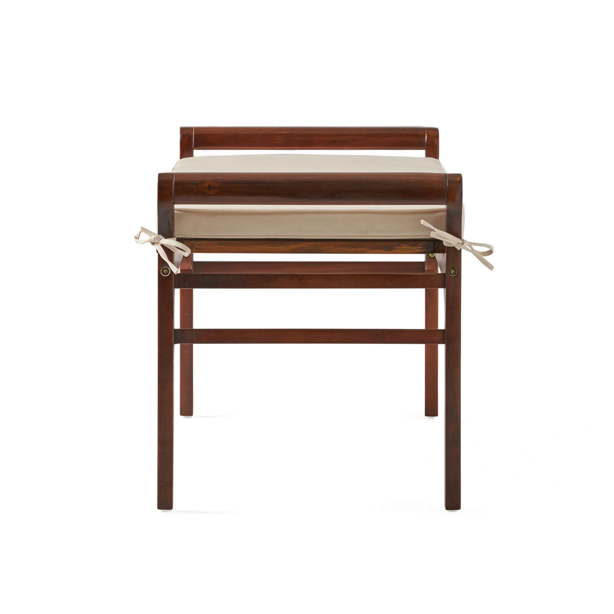 Dixon Rustic Acacia Wood Bench with Cushion - furnishings