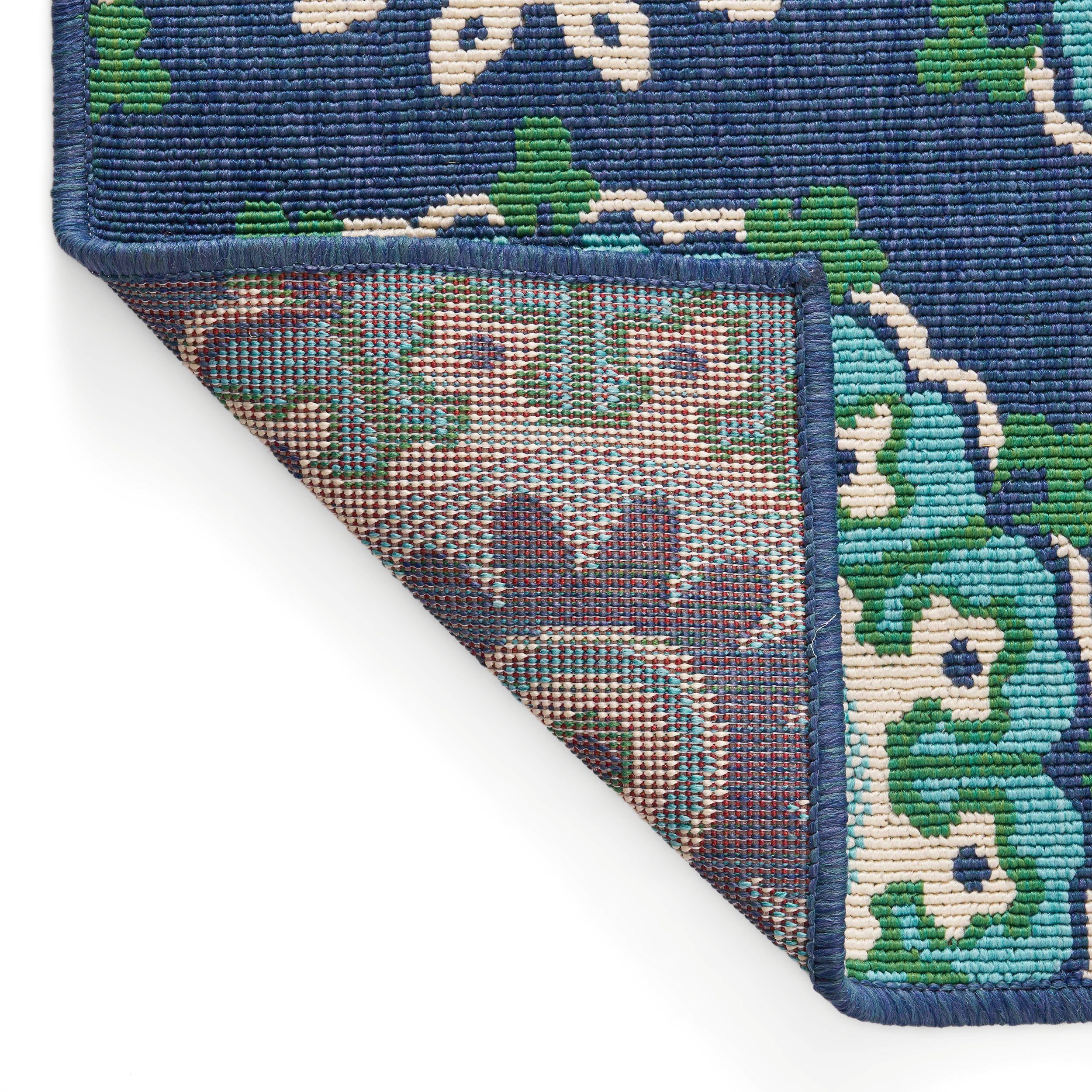 Arlene Outdoor Medallion Area Rug, Navy and Green - furnishings