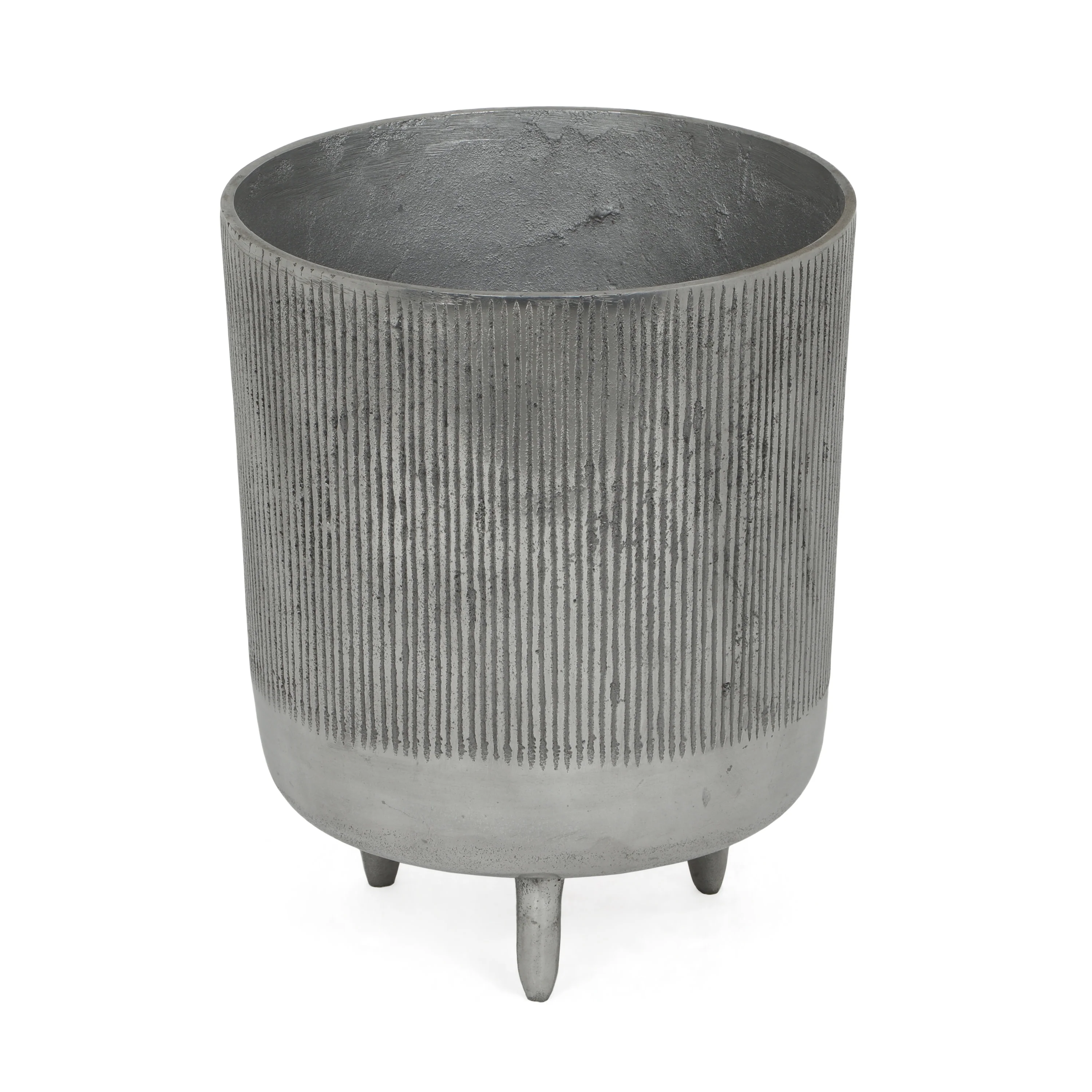 Leet Modern Handmade Aluminum Planter Pot, Raw Polish - furnishings