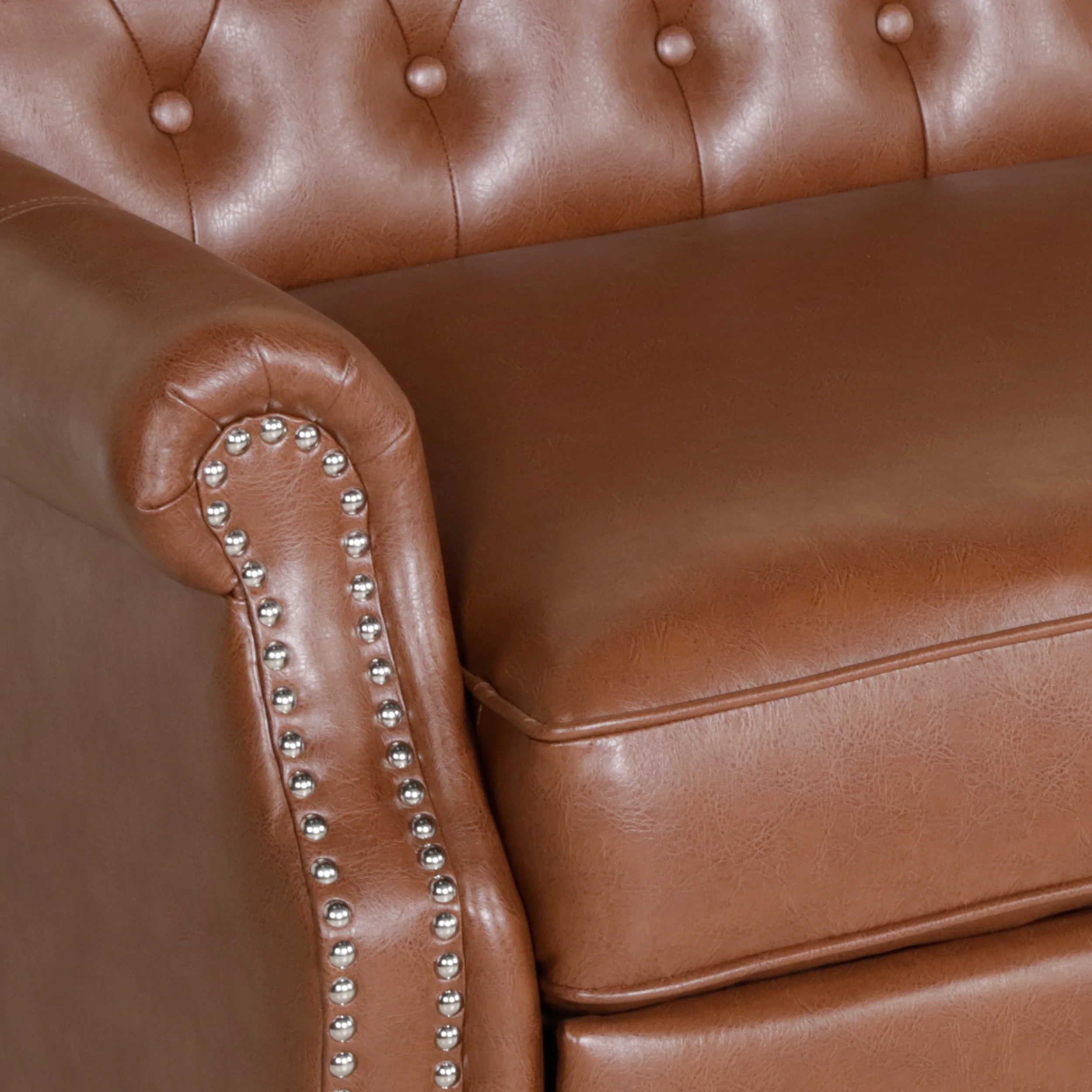 Belknap Contemporary Faux Leather Tufted Oversized Recliner with Nailhead Trim - furnishings