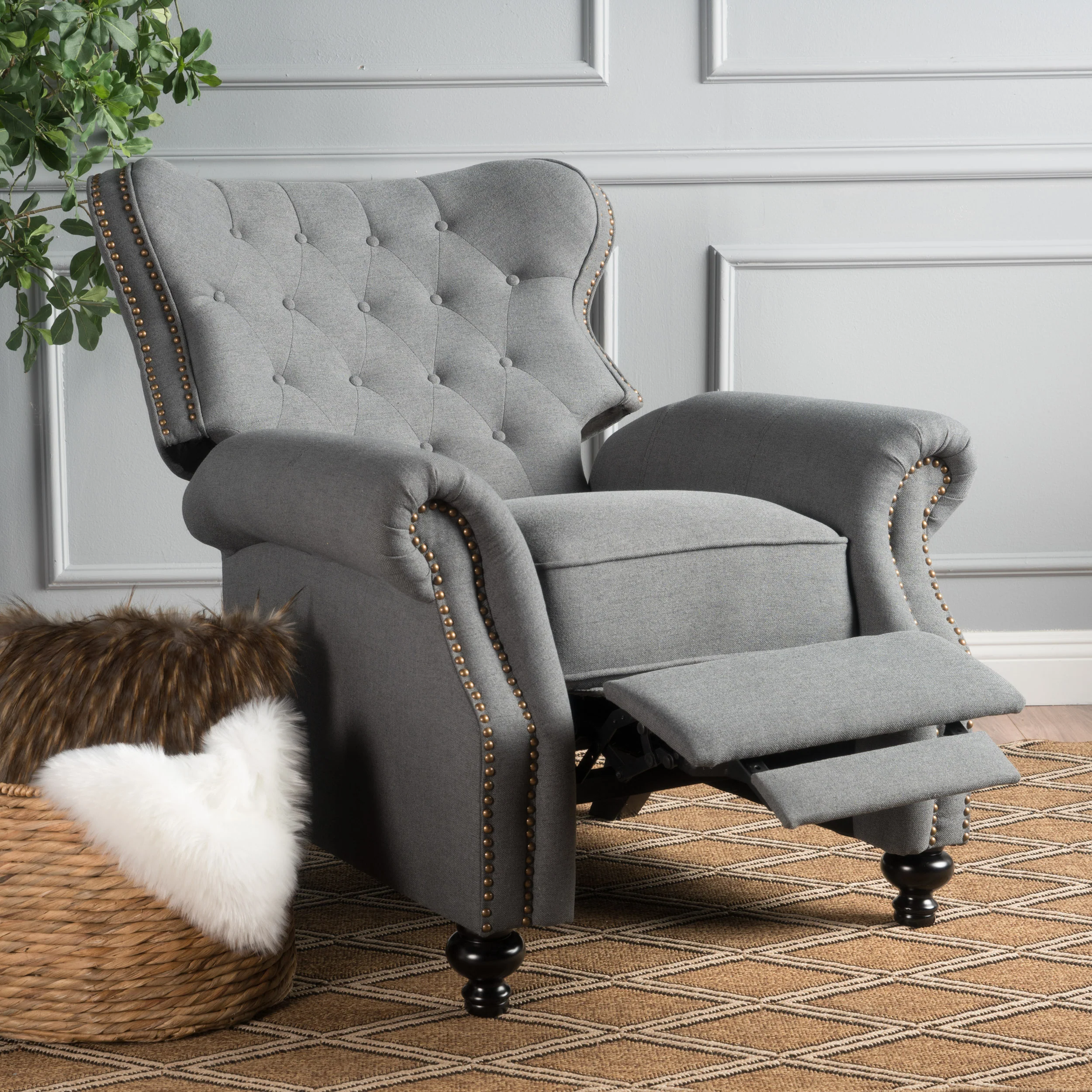 Waldo Tufted Back Studded Accent Recliner Armchair - furnishings
