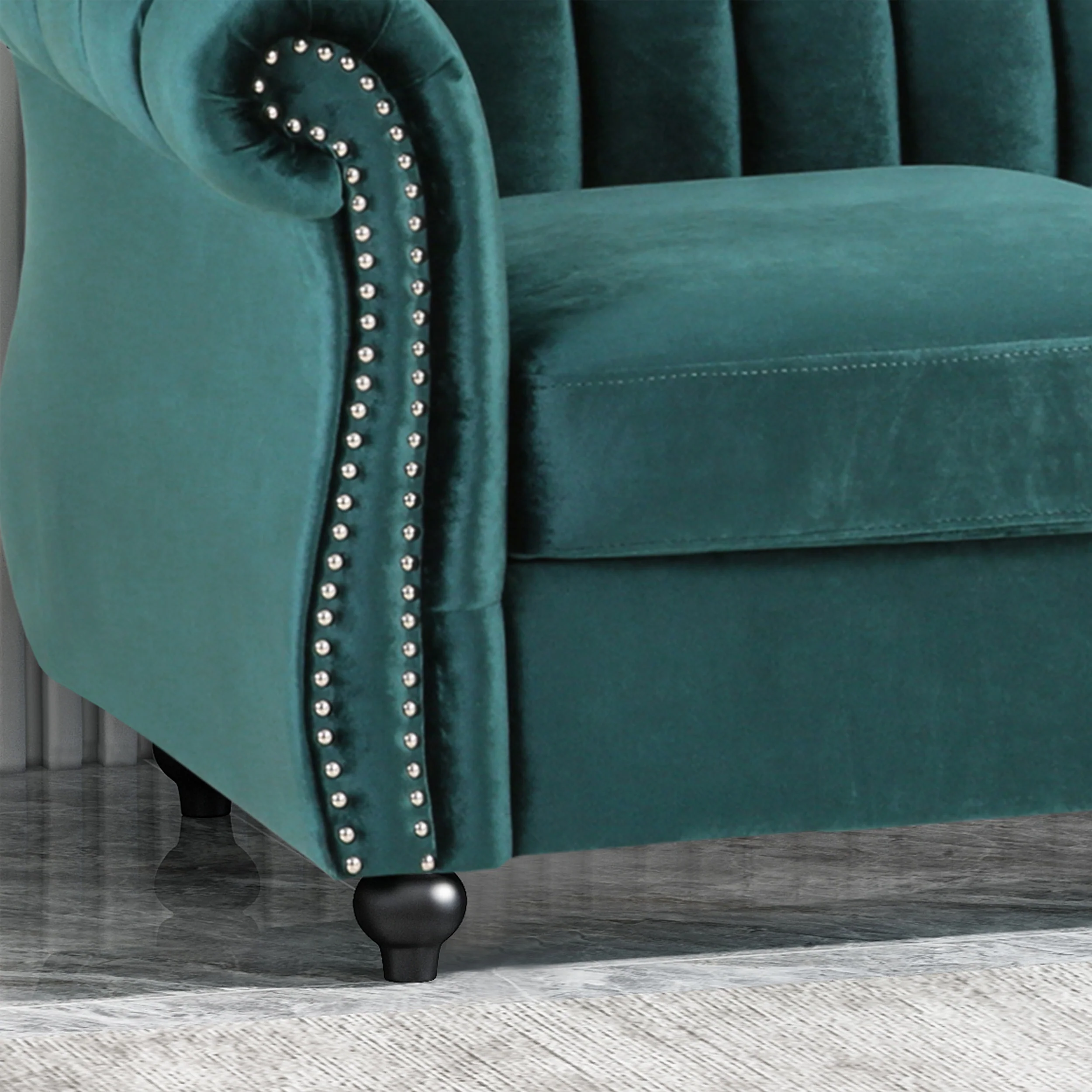 Olga Modern Glam Velvet 3 Seater Sofa, Umber and Dark Brown - furnishings