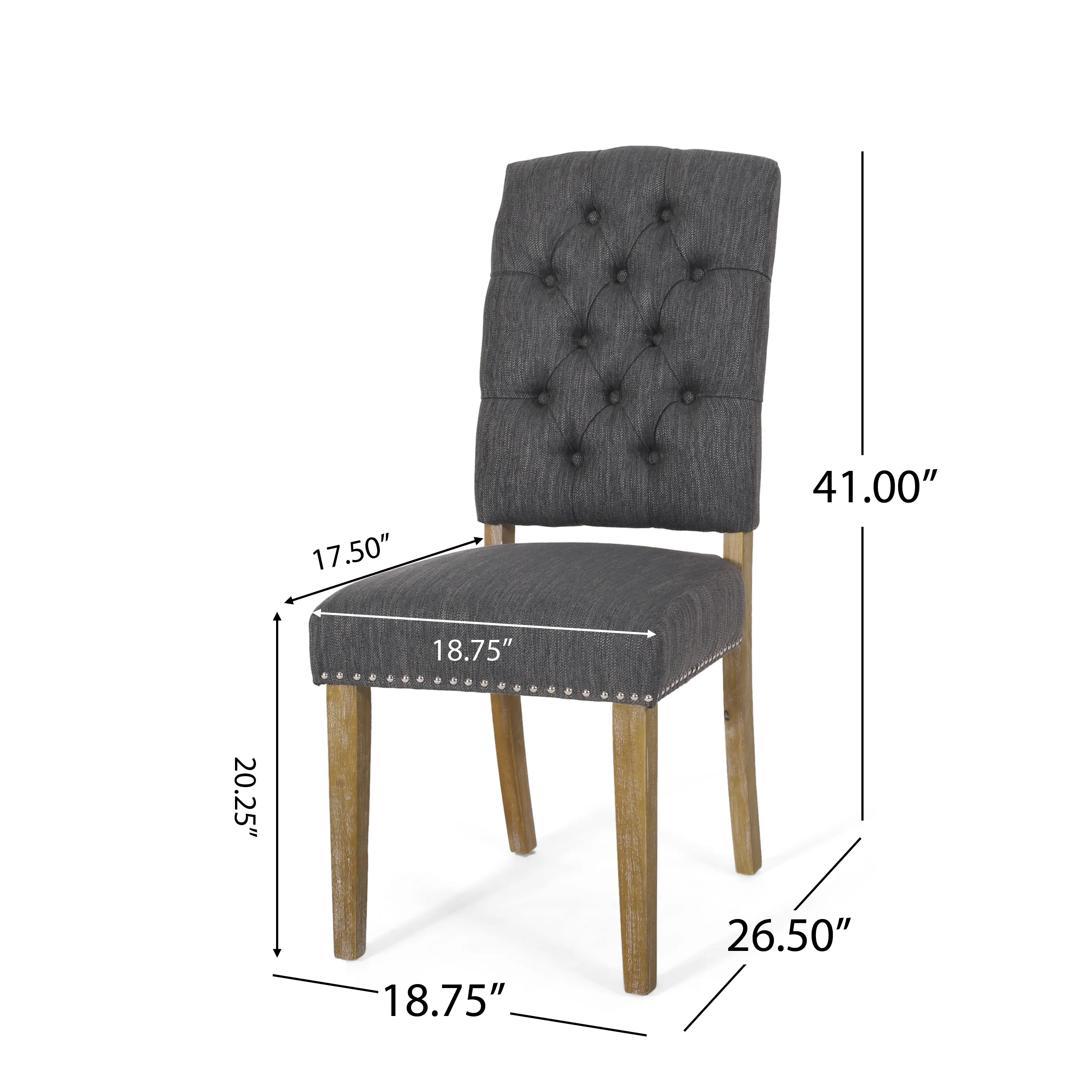Frances Contemporary Fabric Tufted Dining Chairs with Nailhead Trim, Set of 2 - furnishings