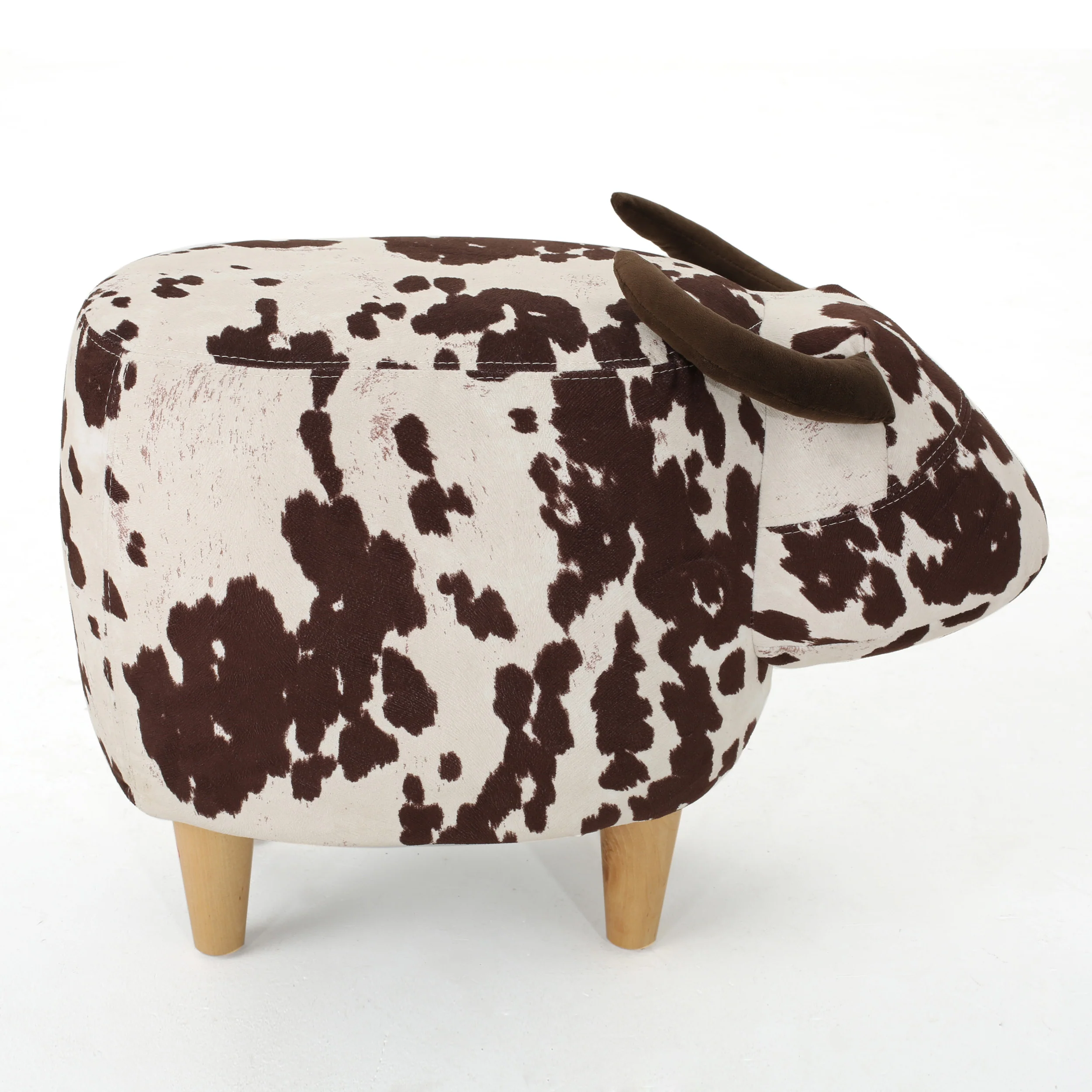 Bertha Milk Cow Patterned Velvet Ottoman - furnishings