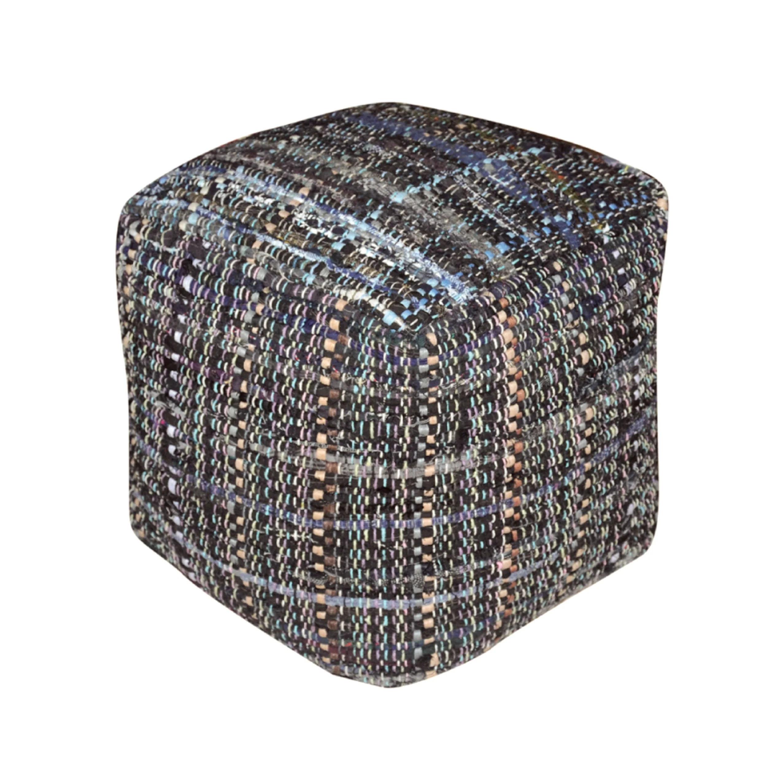 Kamil Handcrafted Boho Fabric Pouf - furnishings