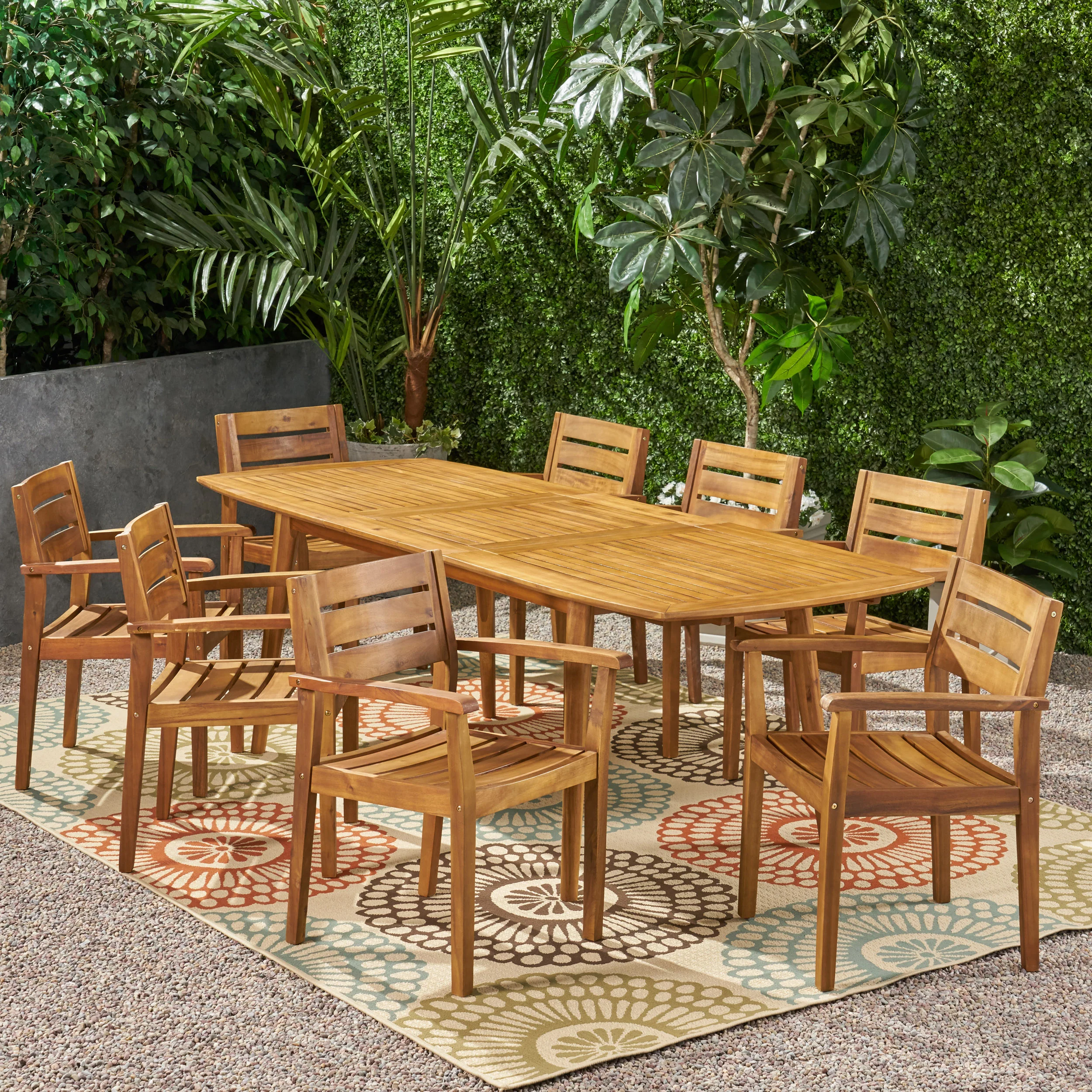 Stanford Outdoor Acacia Wood Expandable 8 Seater Dining Set - furnishings