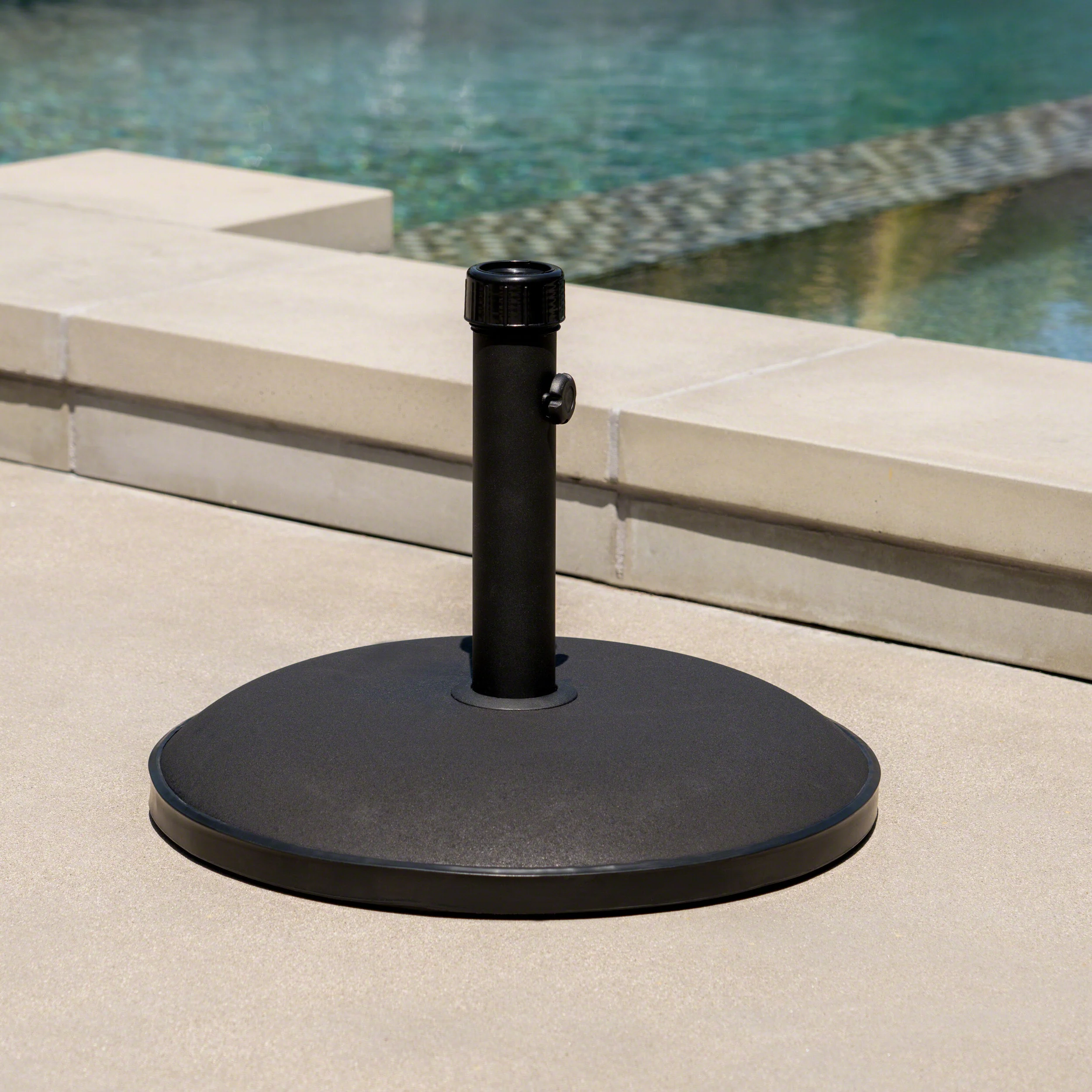 Gretna Outdoor 55 lbs Circular Concrete Umbrella Base - furnishings