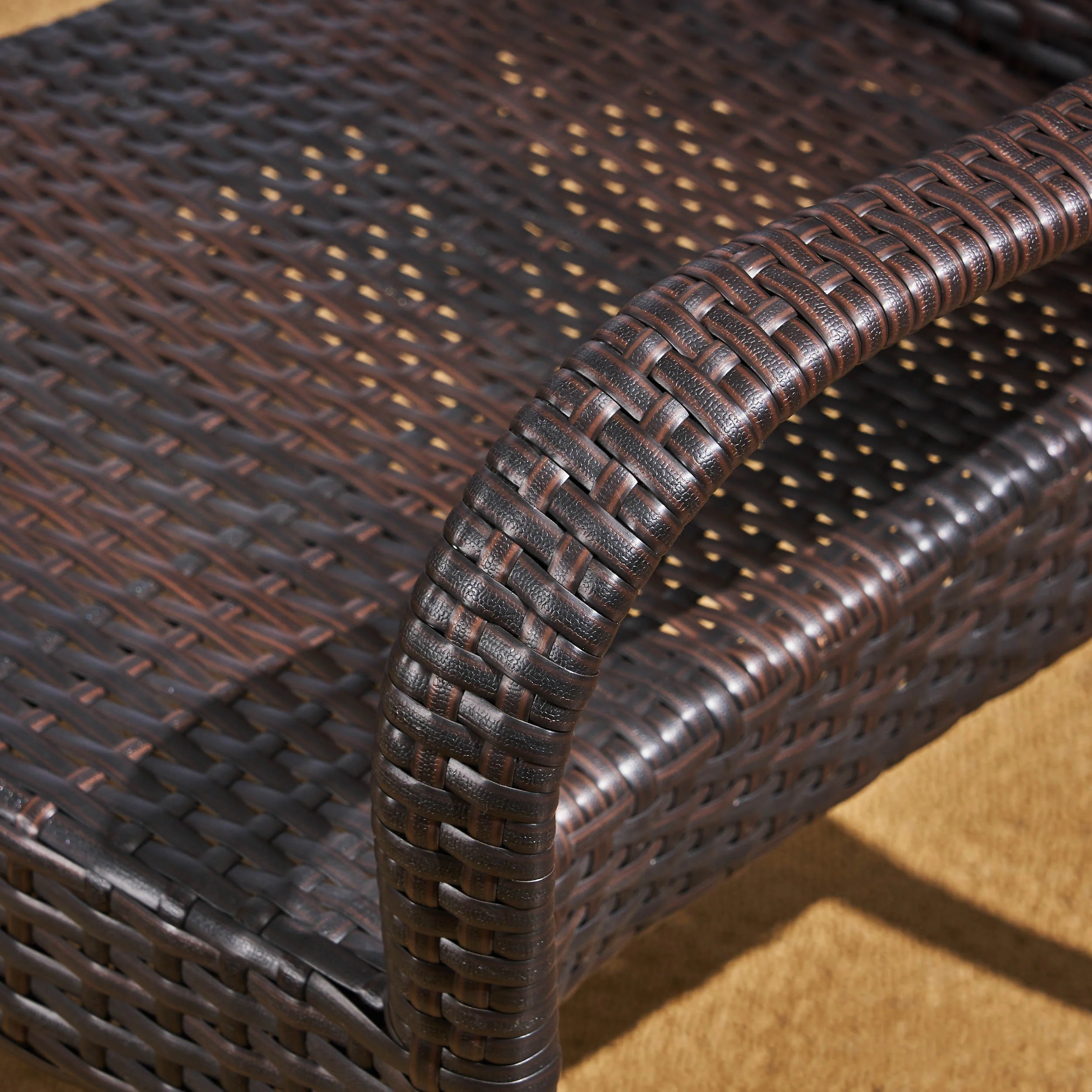 Eric Outdoor 6-Seater Wood and Wicker Chair and Bench Dining Set - furnishings