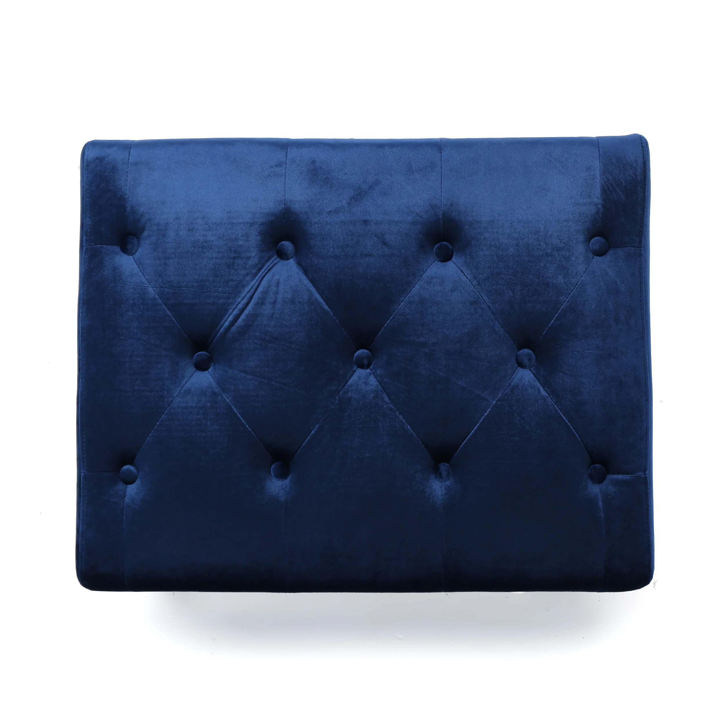 Kalani Modern Glam Button Tufted Diamond Stitch Velvet Ottoman With Tapered Legs - furnishings