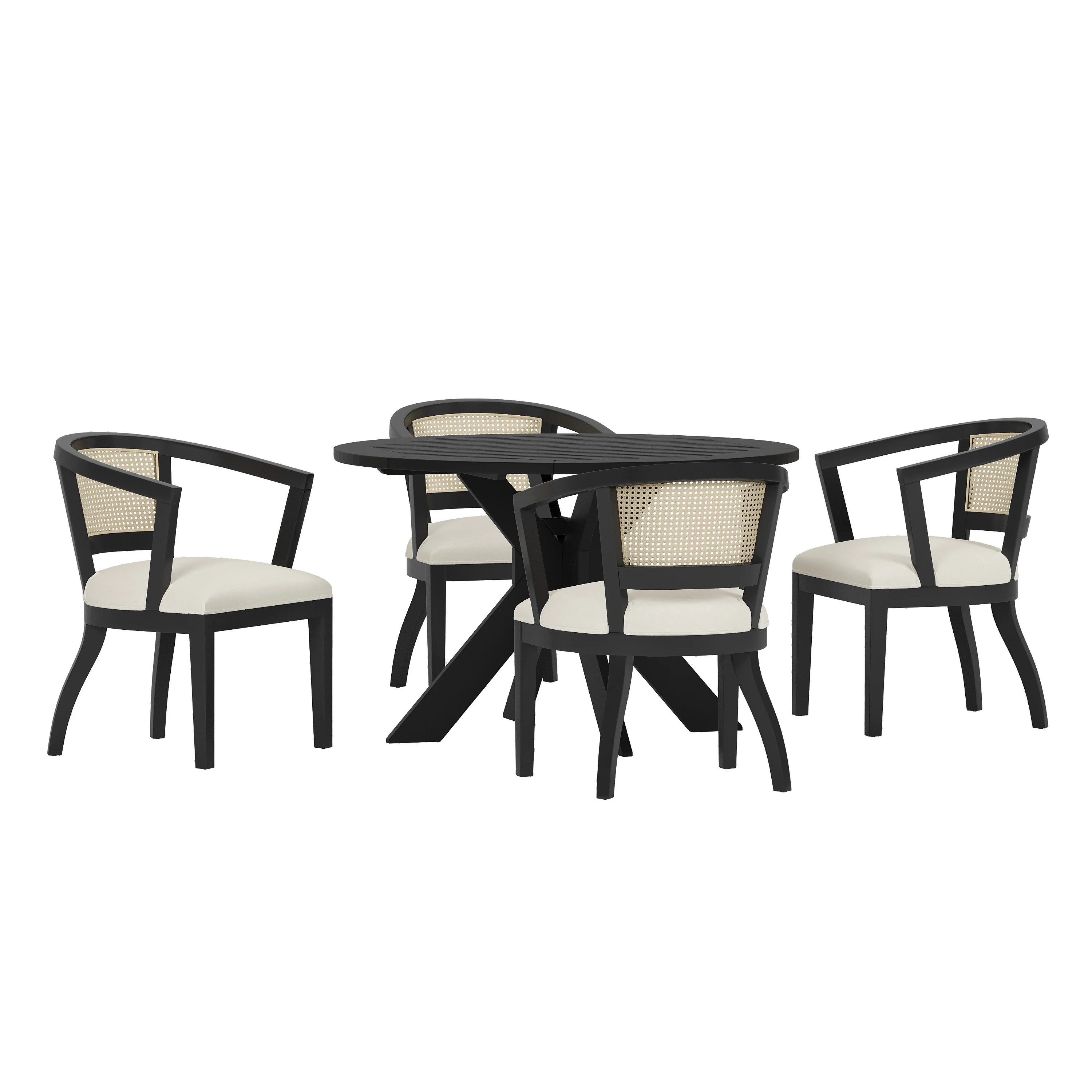 Bannock Contemporary Upholstered Wood and Cane 5 Piece Dining Set - furnishings