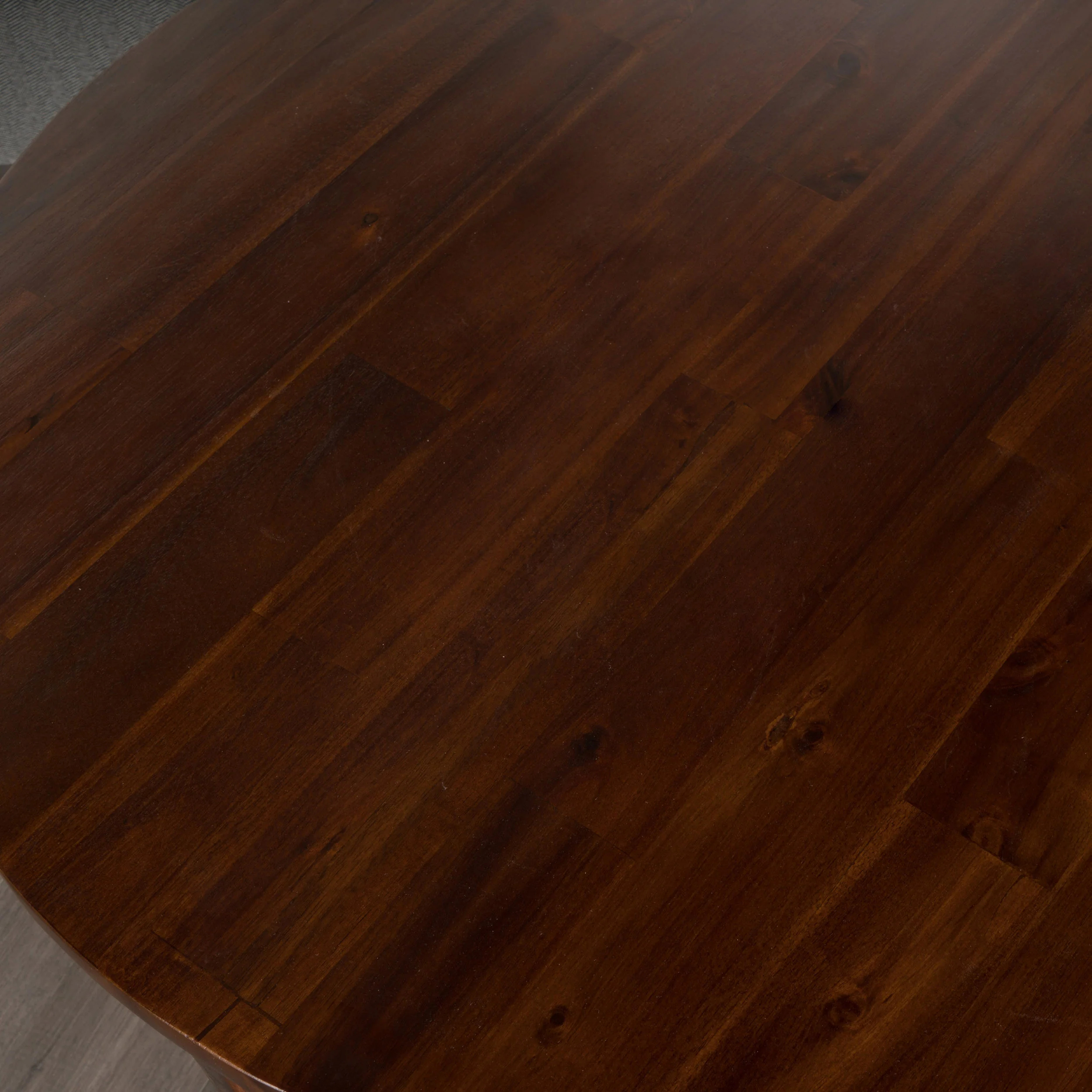 Tanzania Rustic Round Mahogany Acacia Wood End Table with Criss Cross Legs - furnishings