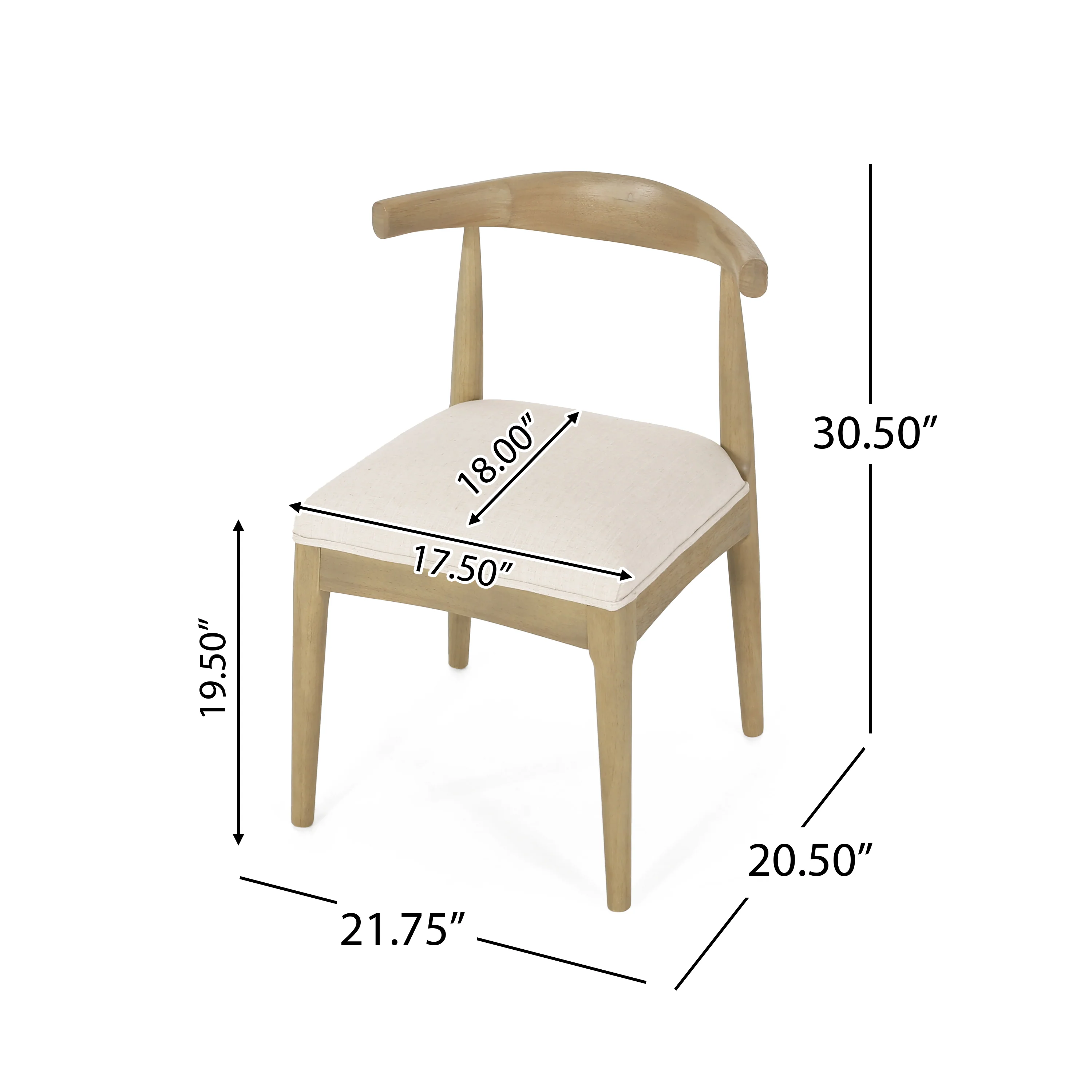 Covey Mid Century Modern Fabric Upholstered Wood Dining Chairs, Set of 2 - furnishings