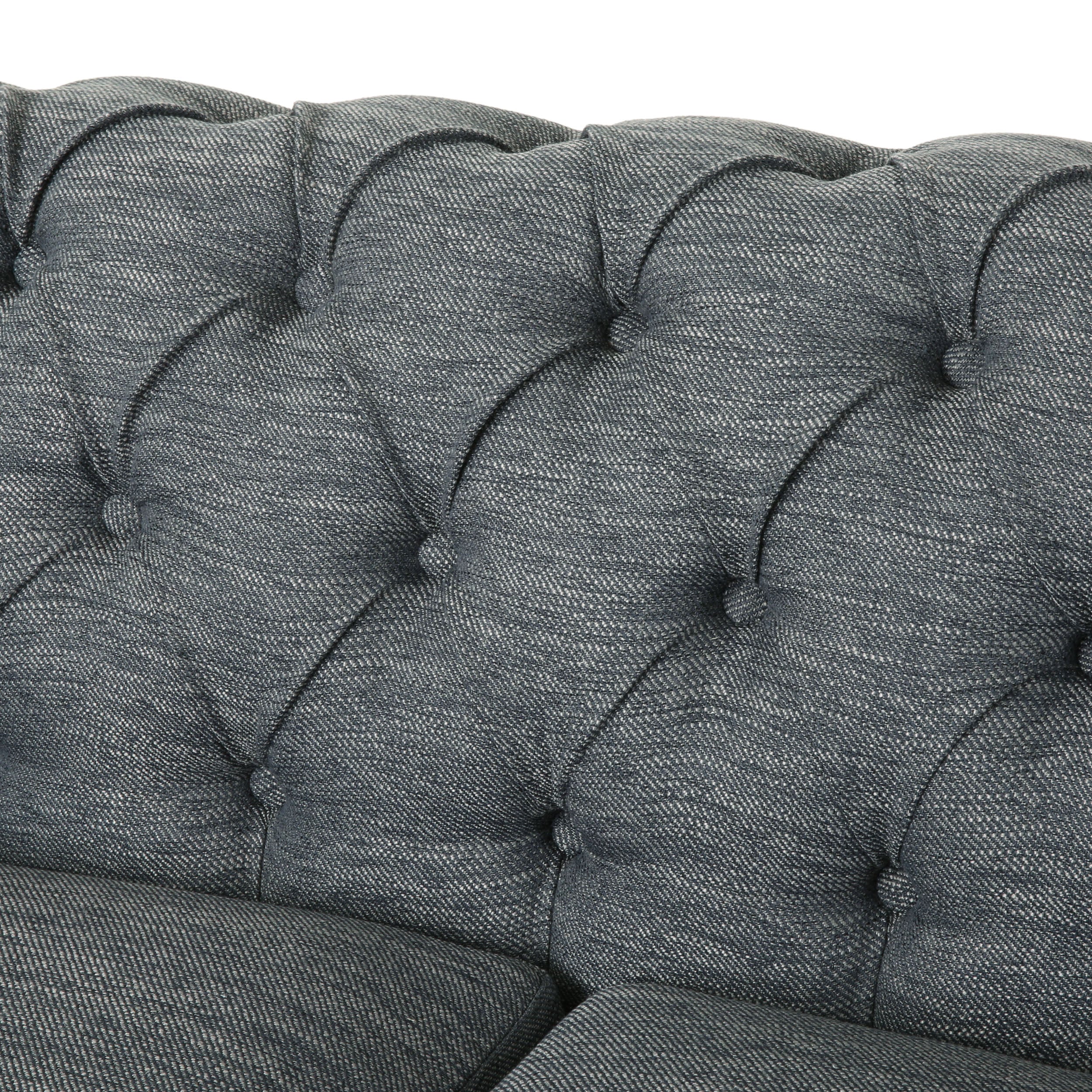 Alejandro Chesterfield Tufted Fabric 5 Seater Sectional Sofa with Nailhead Trim - furnishings