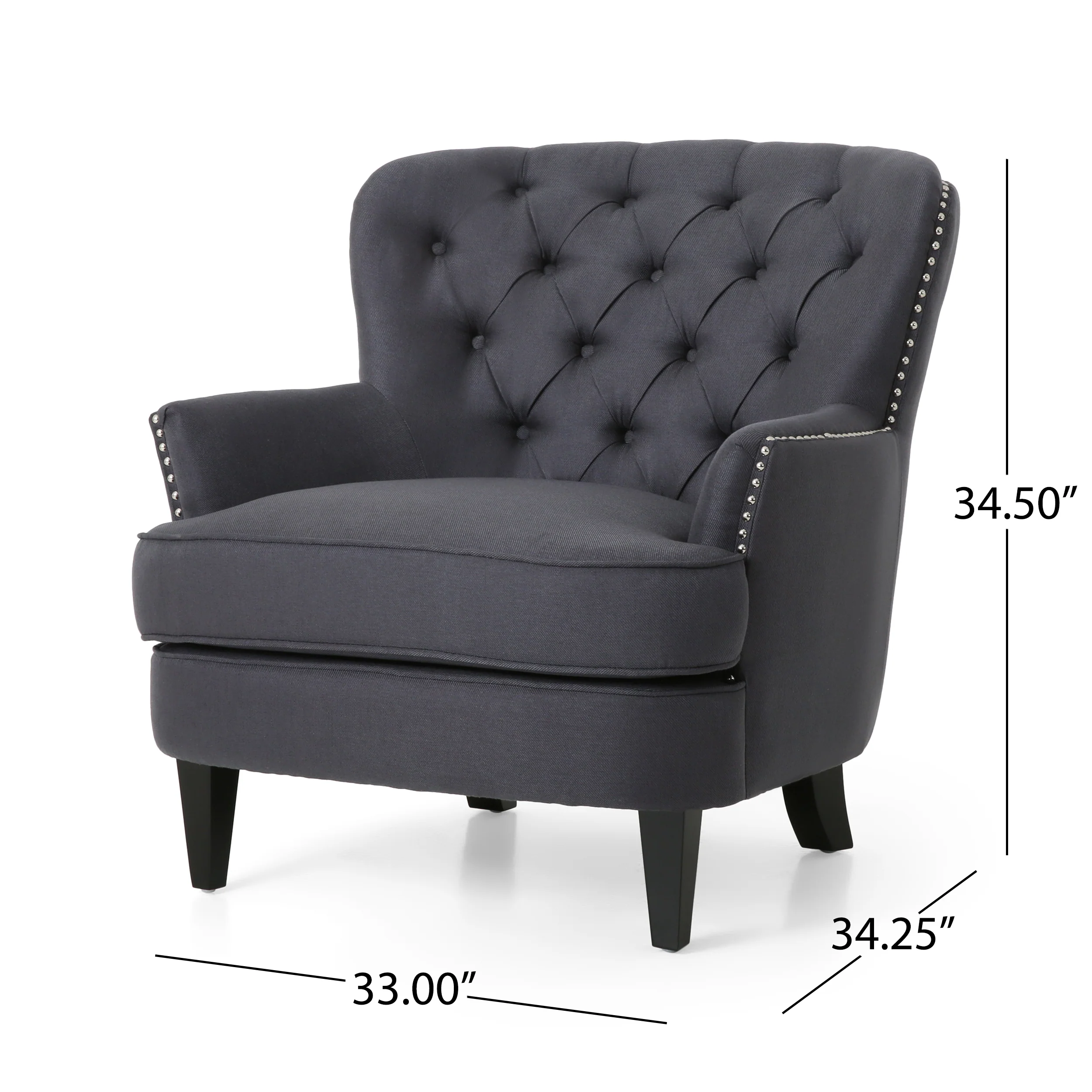 Jaxen Contemporary Tufted Fabric Club Chair and Ottoman Set - furnishings