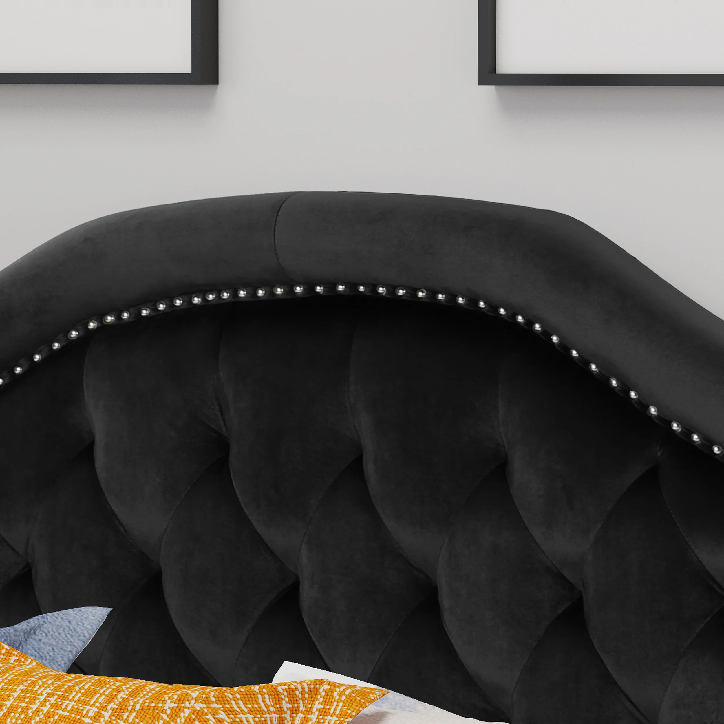 Lazarus New Velvet Studded Seam Tufted Queen/Full Headboard - furnishings