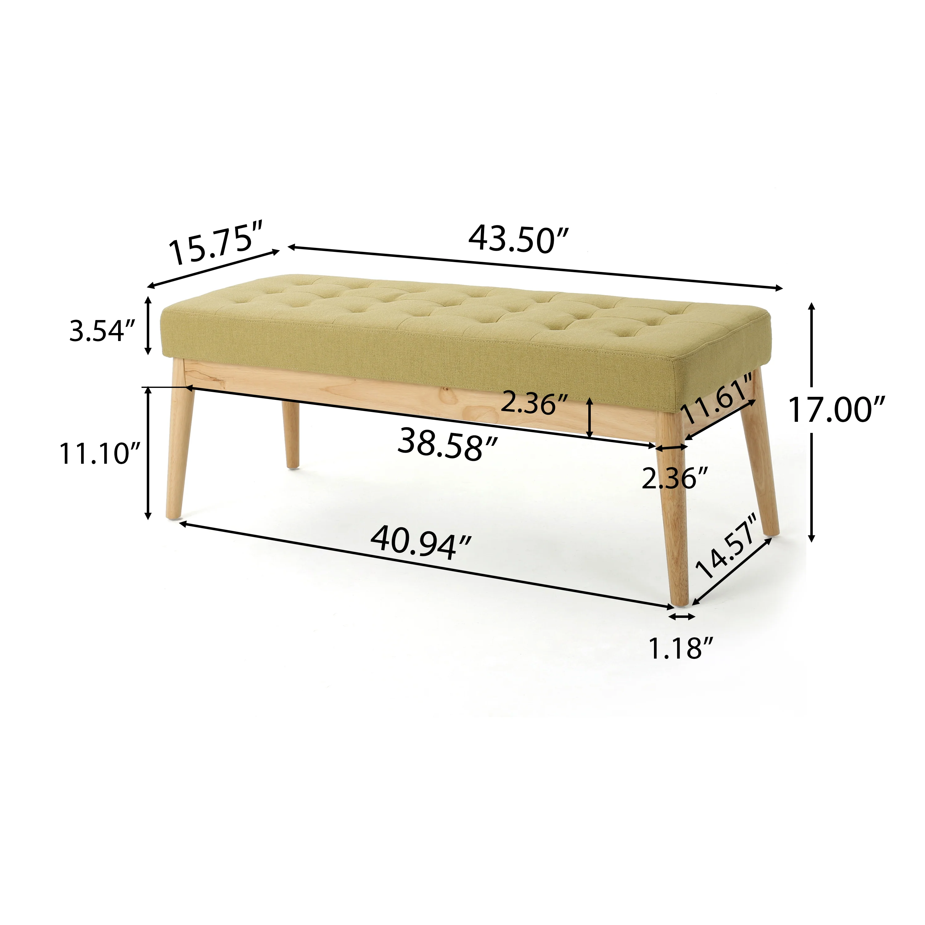 Anglo Modern Mid-Century Fabric Bench - furnishings