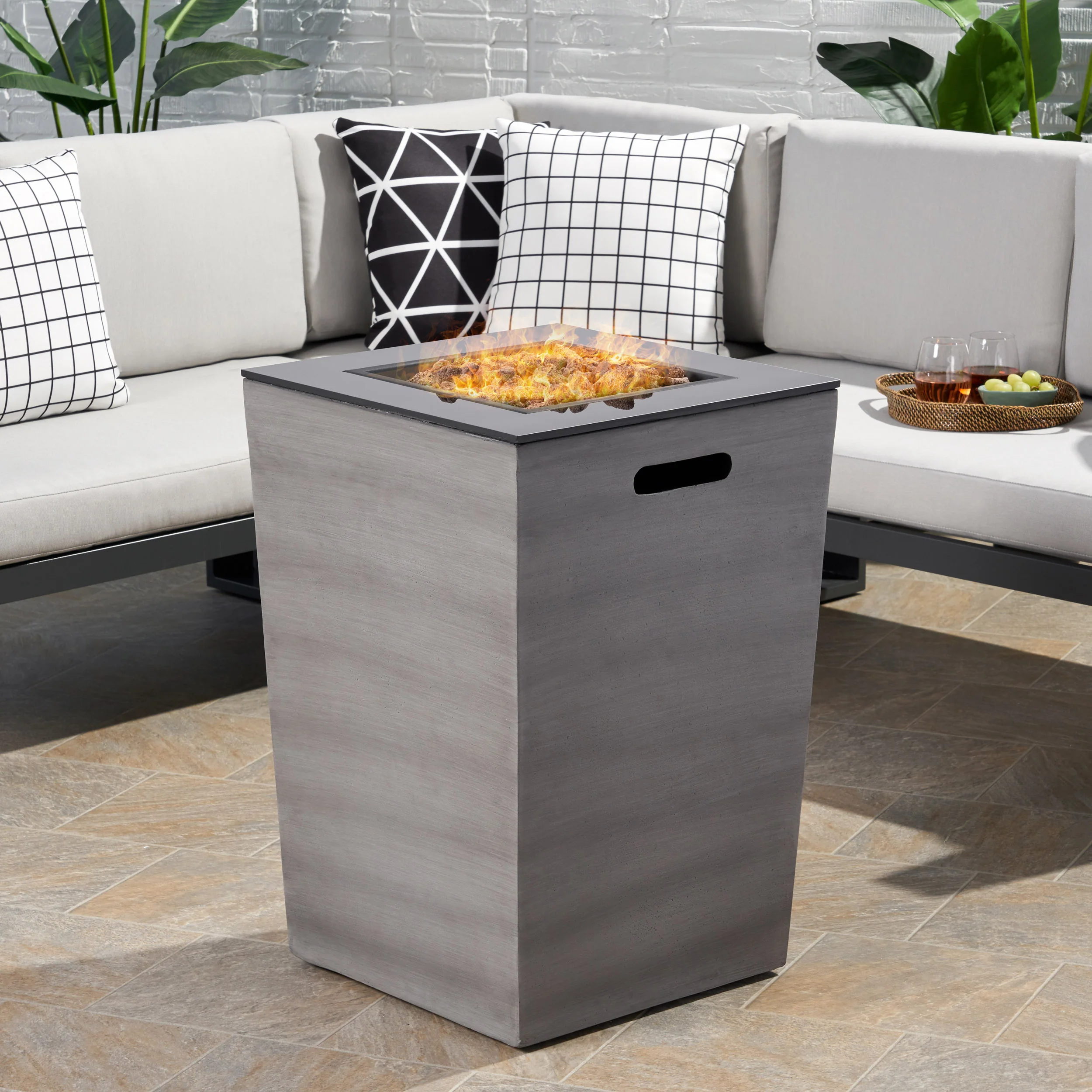 Mattie Outdoor Modern 19.5-Inch Fire Column - furnishings