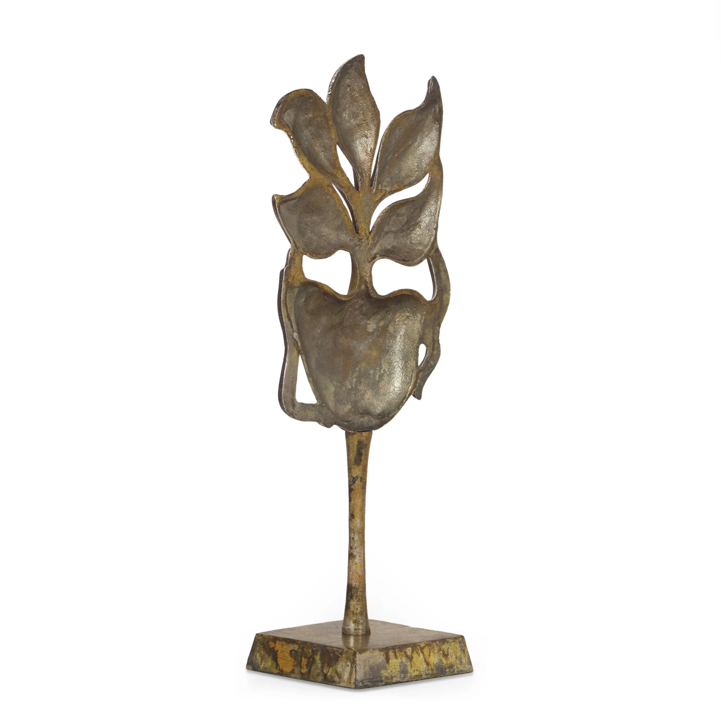 Caine Handcrafted Aluminum Decorative Face Accessory with Stand, Brass - furnishings